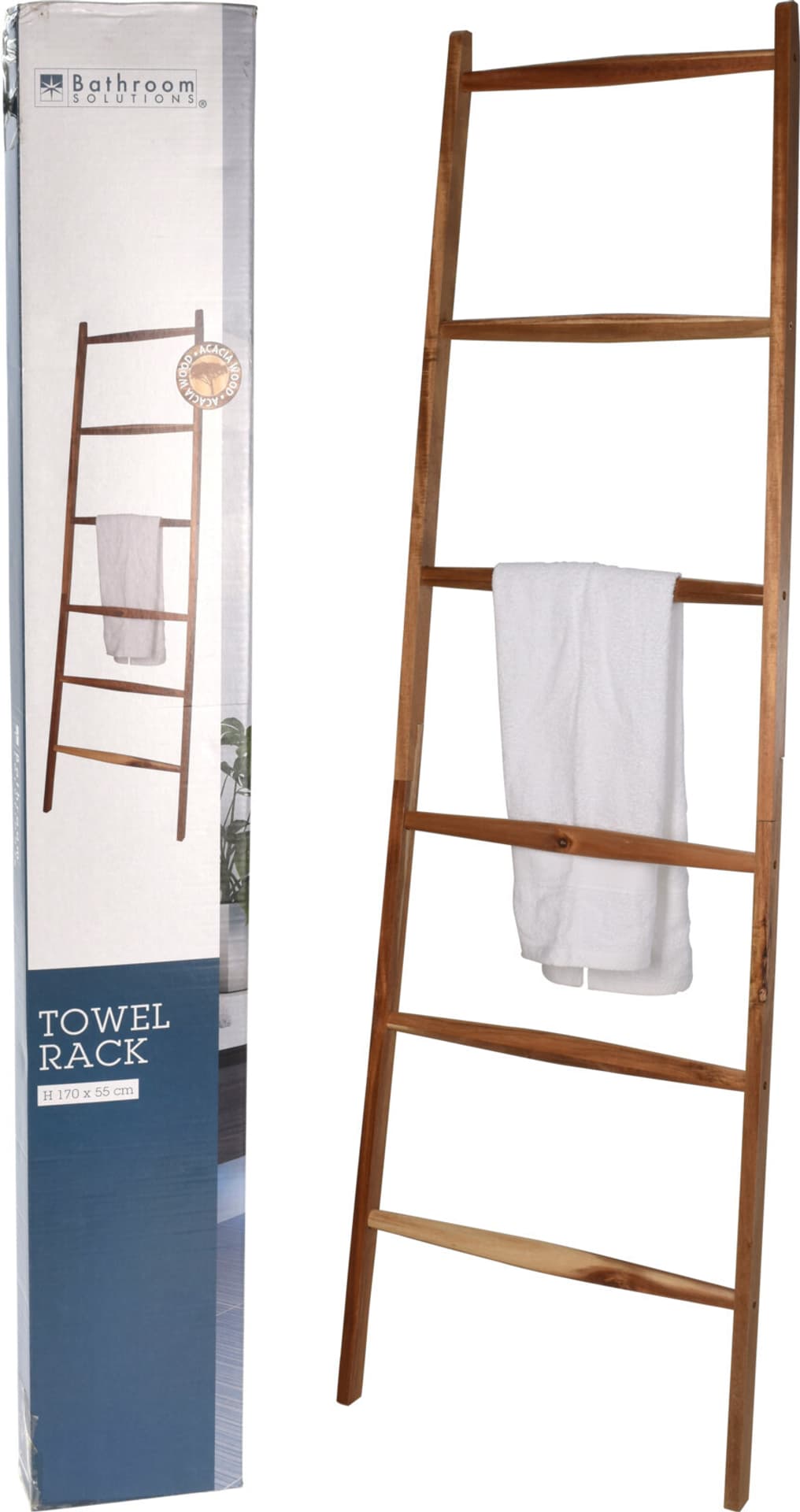 

WIESZAK NA RĘCZNIKI Z DREWNA AKACJOWEGO DRABINA 55xh170cm
