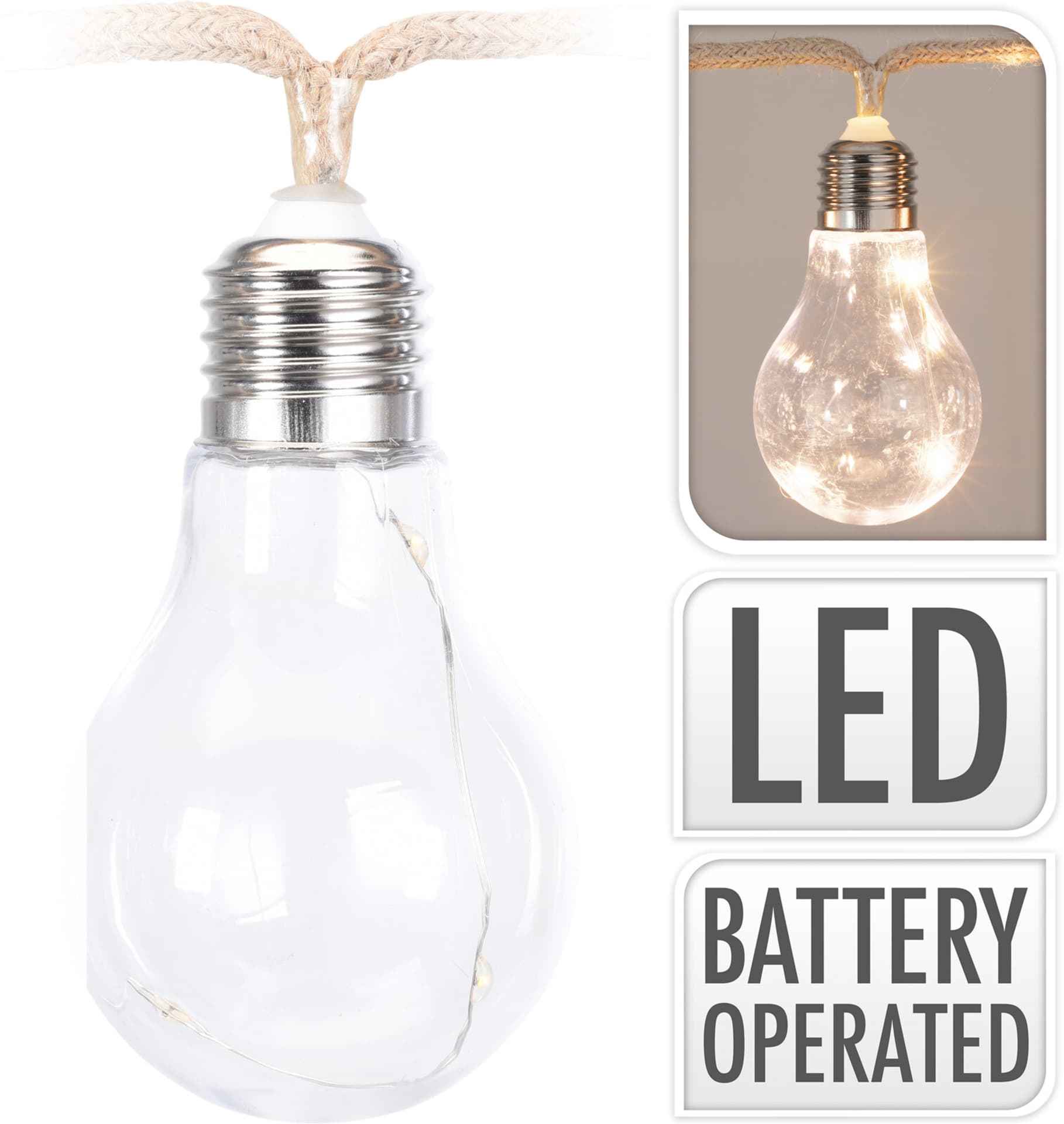 

ŁAŃCUCH LED SZNUR 10 żarówek x3LED WW BOHO