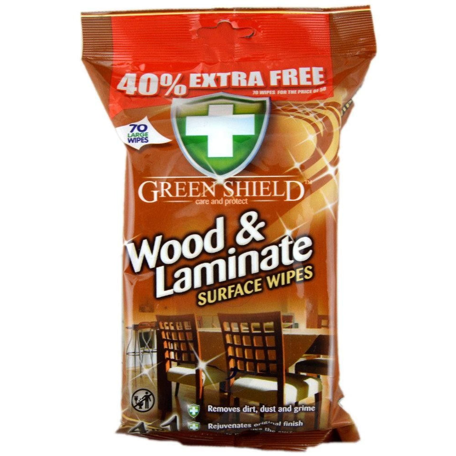 

GREEN chusteczki do drewnianych powierzchni 70szt SHIELD WOOD&LAMIN