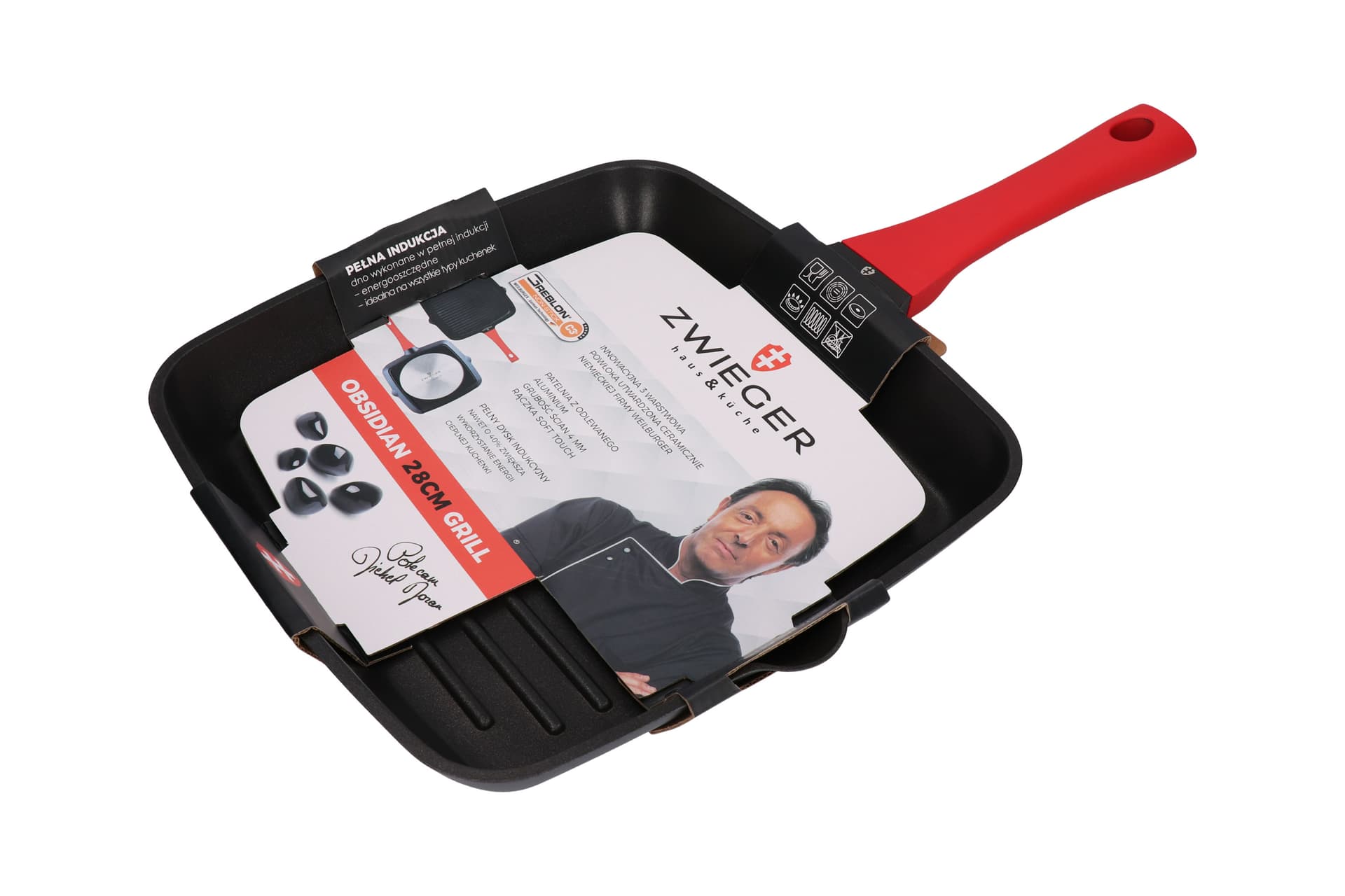 

ZWIEGER OBSIDIAN Patelnia 28cm grillowa non-stick