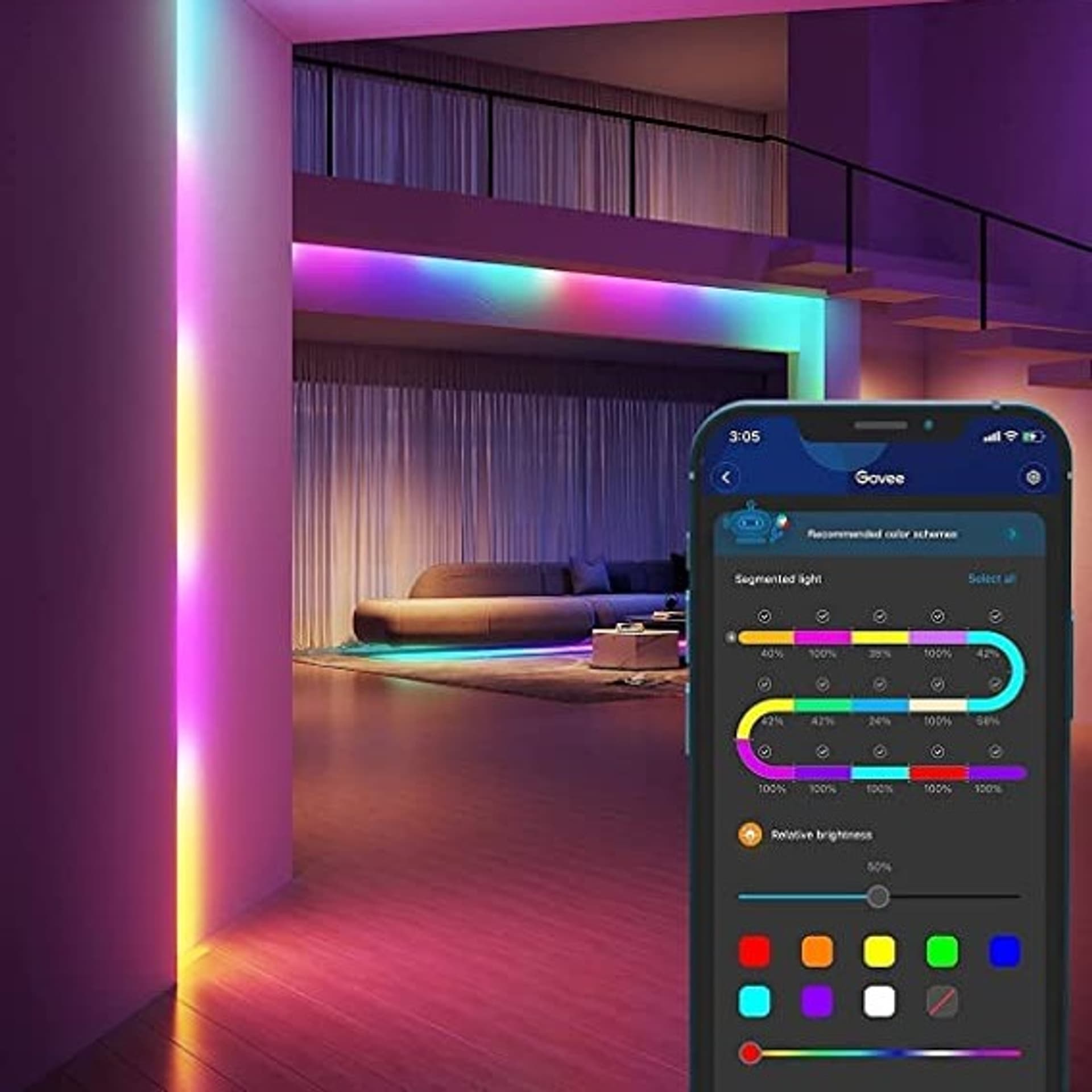 

GOVEE H618A RGBIC BASIC WI-FI + BLUETOOTH LED STRIP LIGHTS (5 METER)