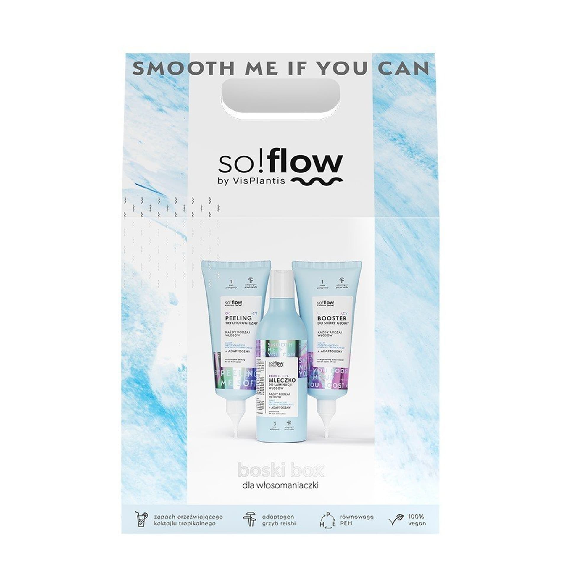 

Vis Plantis So!Flow Zestaw prezentowy Boski Box dla włosomaniaczki (peeling +booster+mleczko do laminacji)