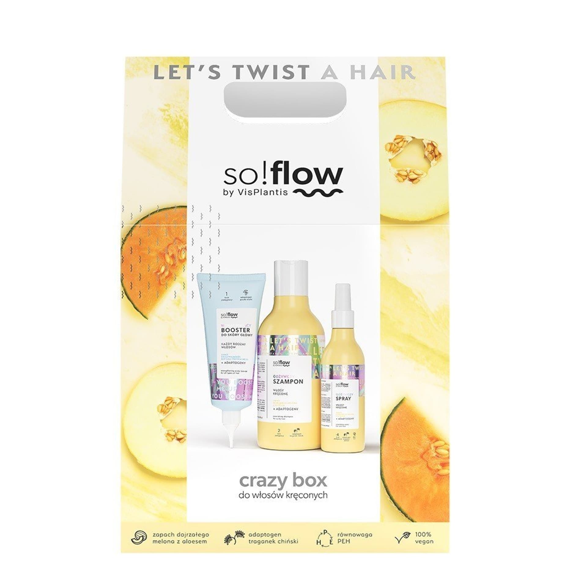 

Vis Plantis So!Flow Zestaw prezentowy Crazy Box do włosów kręconych (szampon 400ml+spray 150ml+booster 100ml)