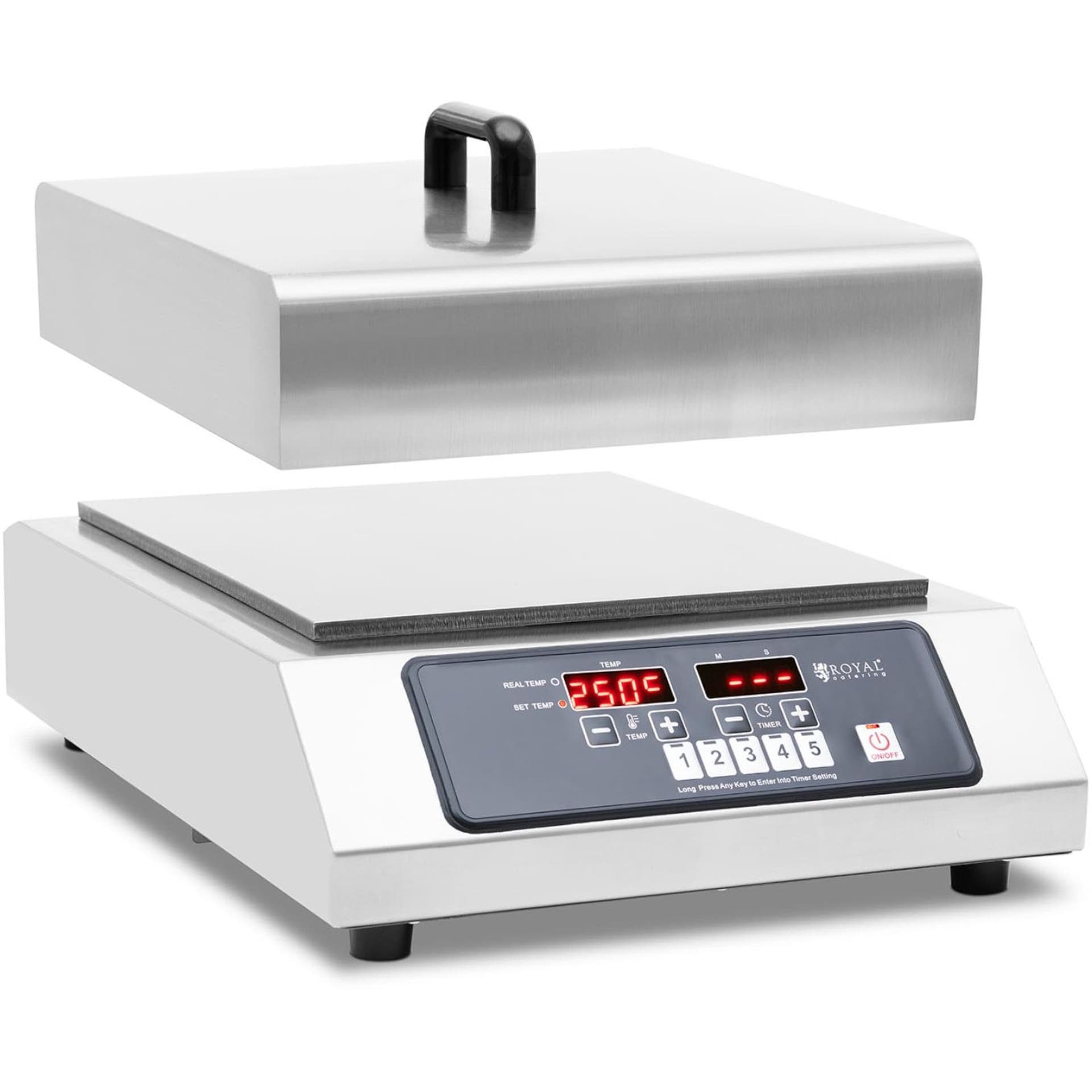 

Grill indukcyjny płyta grillowa gładka z pokrywką 320 x 370 mm 2000 W