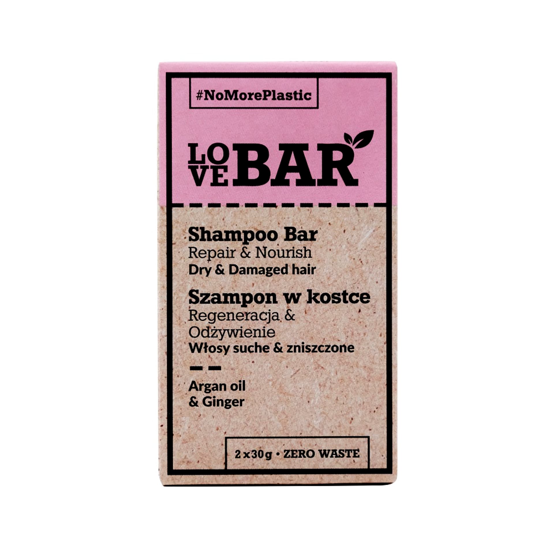 

Love Bar Shampoo Bar szampon w kostce do włosów suchych i zniszczonych Olej Arganowy Imbir 2x30g