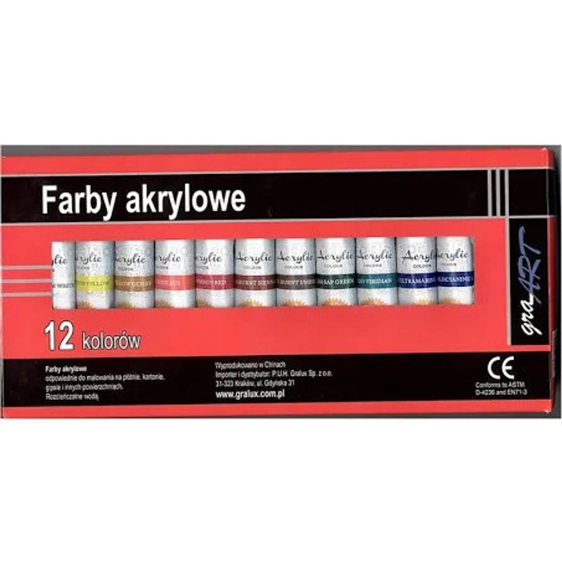 

Farby AKRYL tuba 12ml 12kol. graArt KB 9212-2/G