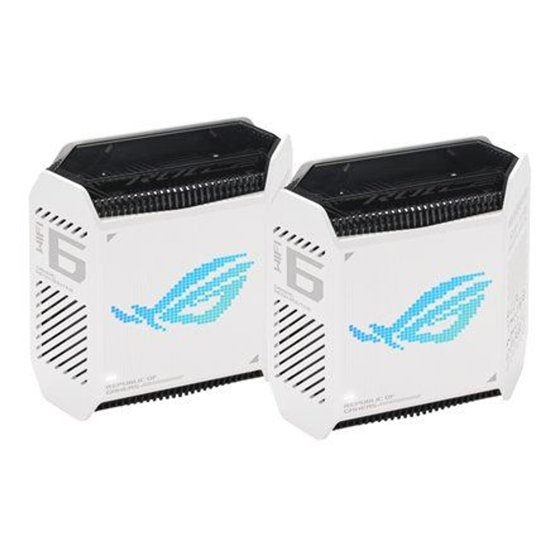 

Asus Wifi 6 802.11ax Tri-band Gigabit Gaming Mesh System GT6 ROG Rapture (2 szt.) 802.11ax, 10/100/1000 Mbit/s, Porty Ethernet L