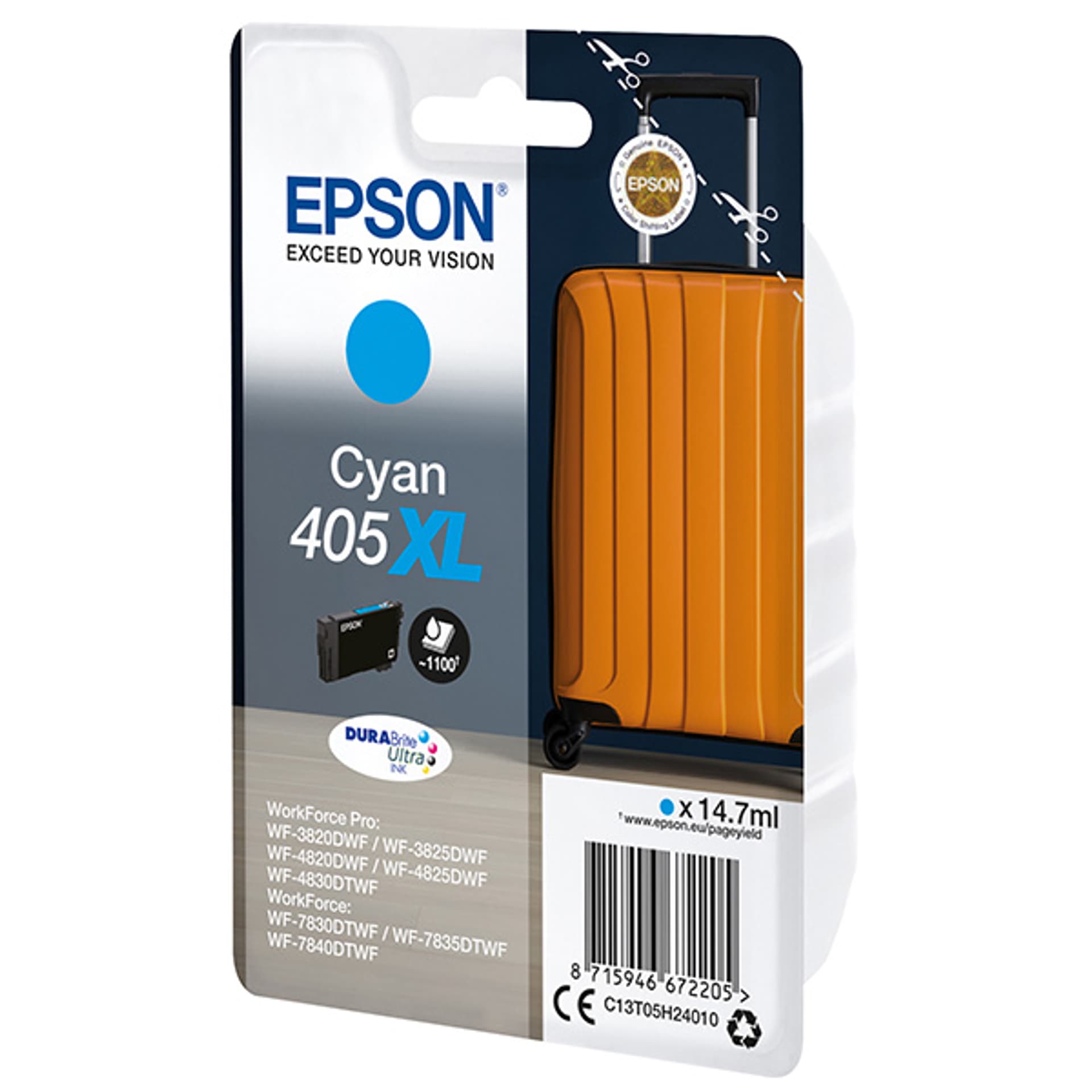 

Epson oryginalny ink / tusz C13T05H24010, 405XL, cyan, 1x14.7ml, Epson WF-7835DTWF, WF-7830DTWF, WF-7840DTWF, WF-4830DTWF