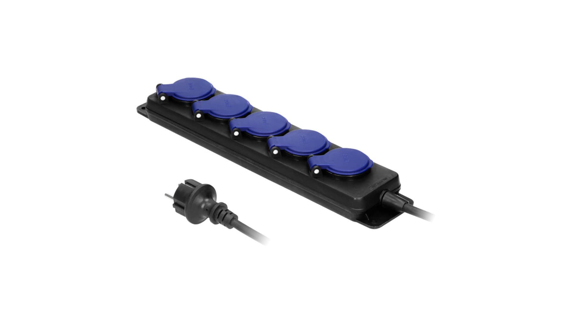 

Przedłużacz warsztatowy bryzgoszczelny IP44, 5 gniazd 2P+Z IP44, przewód gumowy, H05RR-F 3x1,5mm, długość 5m