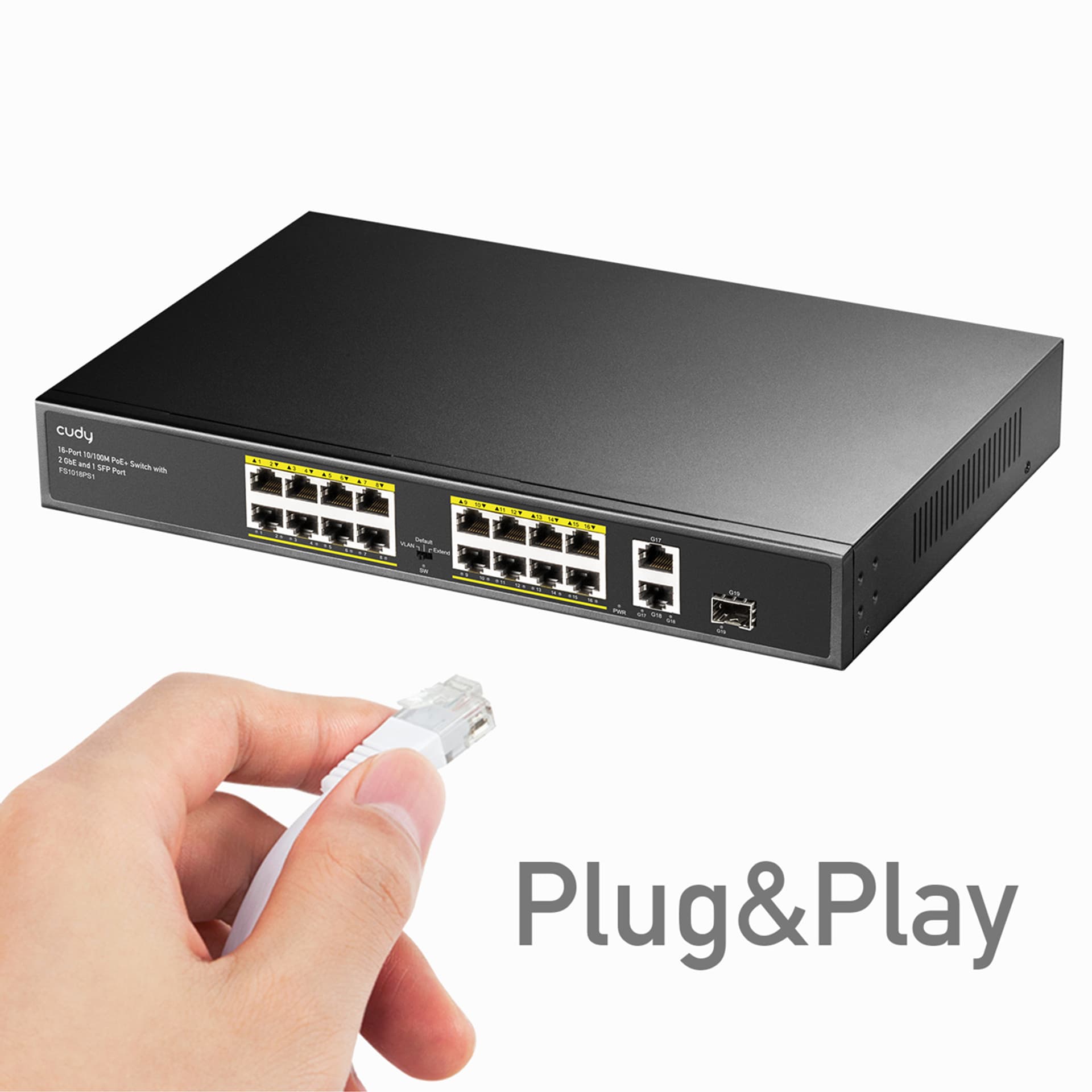 

SWITCH PoE+ 16port FS1018PS1 200W 10/100M