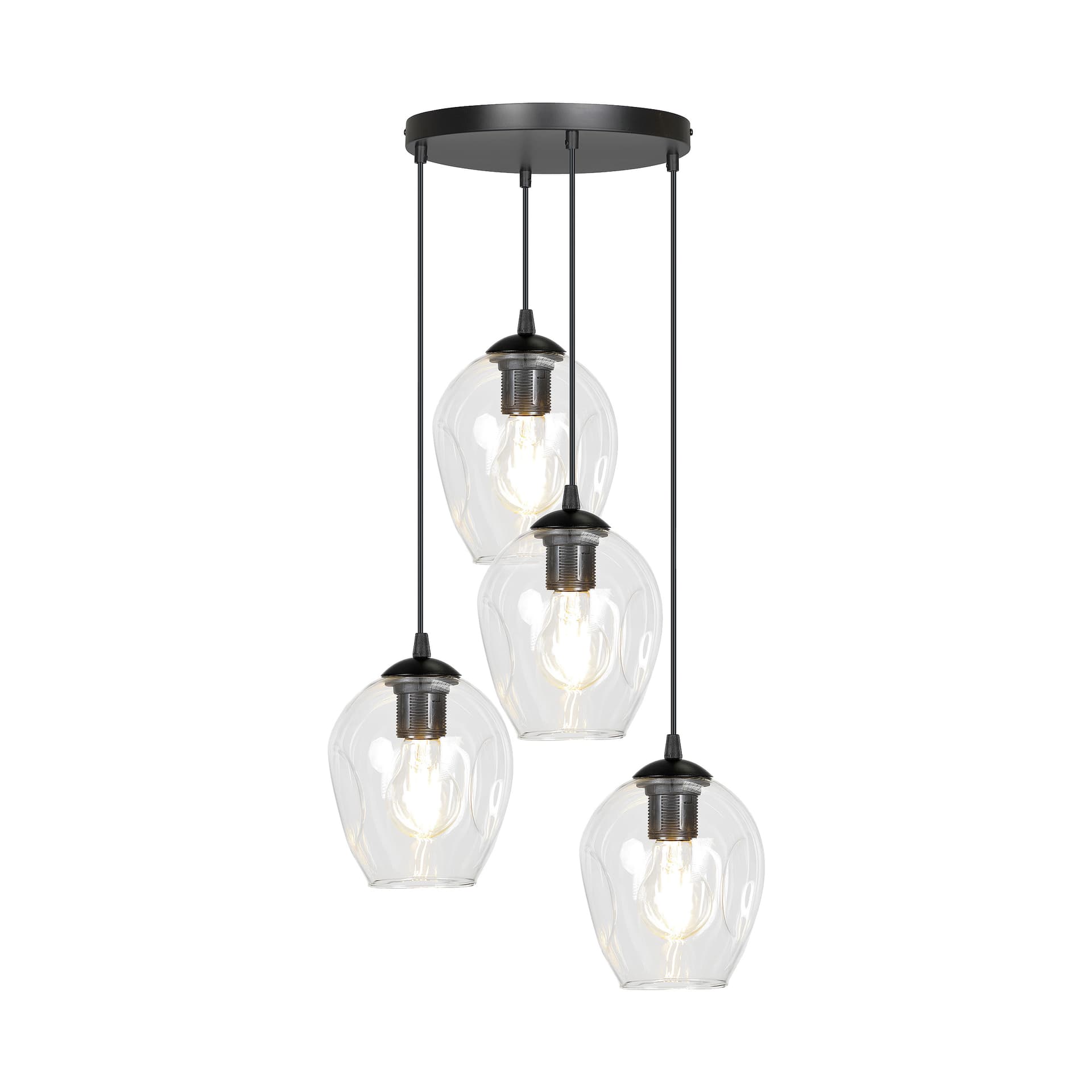 

IRIS lampa wisząca, moc max.4x60W, E27, czarno-transparentna