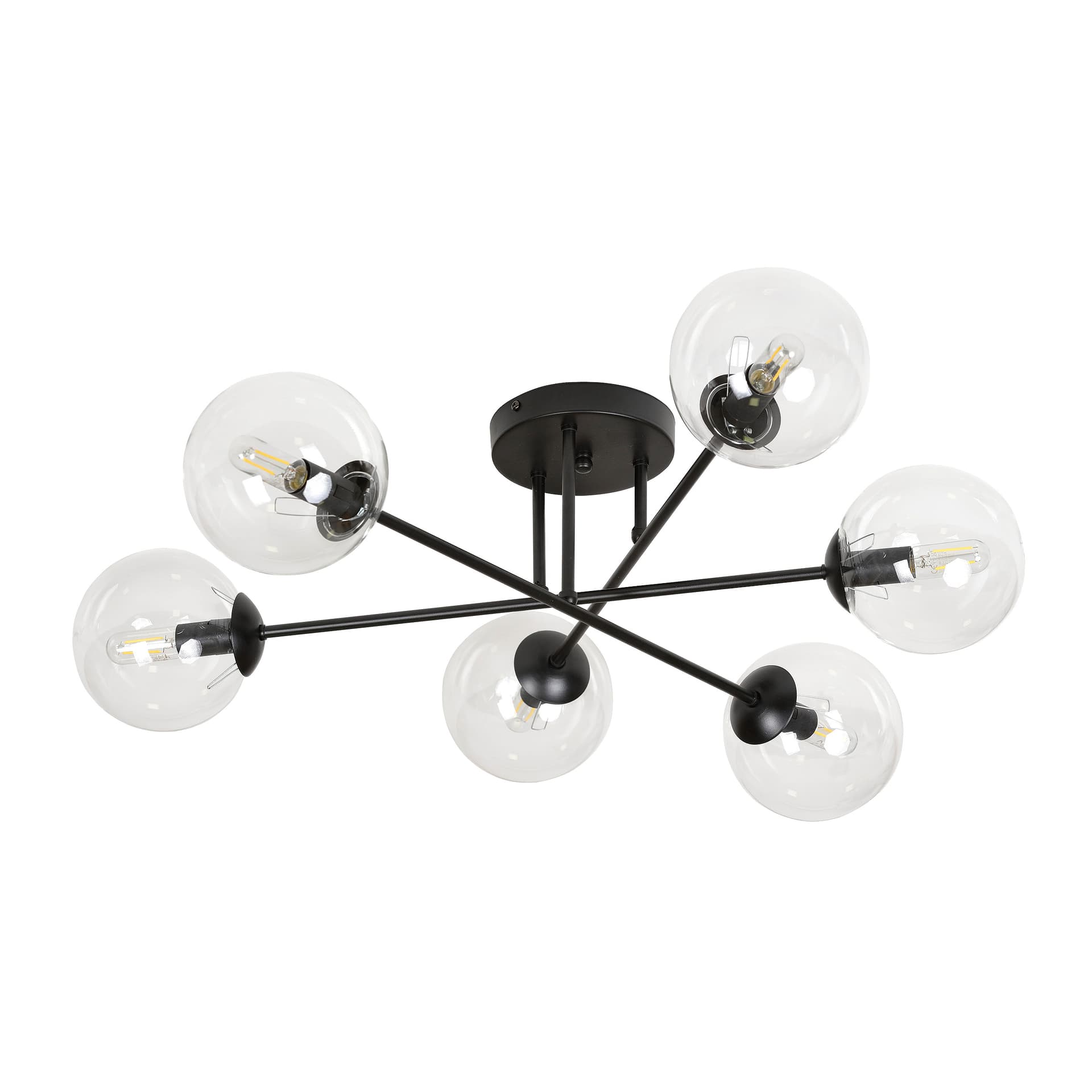 

BARI lampa wisząca, moc max.6x40W, E14, czarno-transparentna