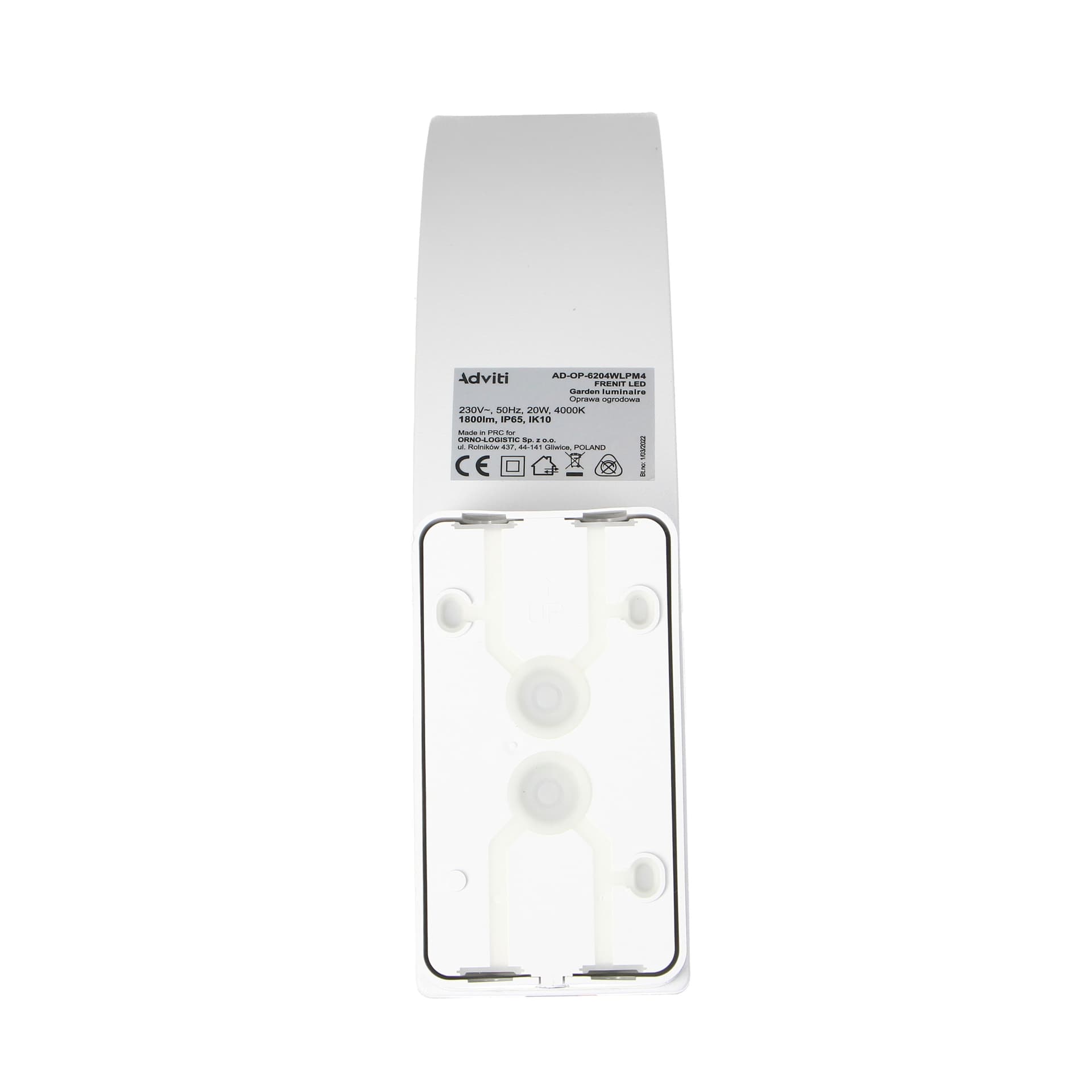 

FRENIT LED 20W, oprawa ogrodowa, 2000lm, IP65, 4000K, biała