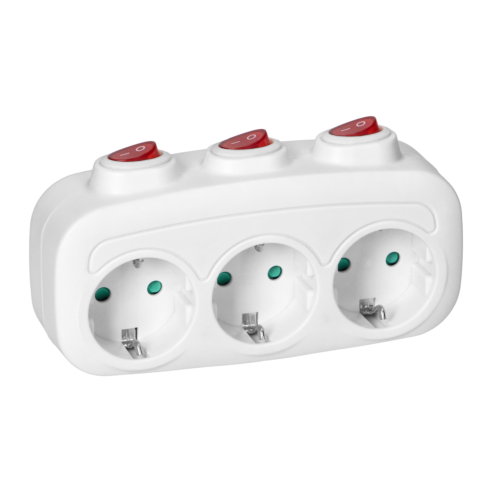

Rozgałęźnik 3x2P+Z (Schuko) z 3 włącznikami, Schuko) z 3 włącznikam