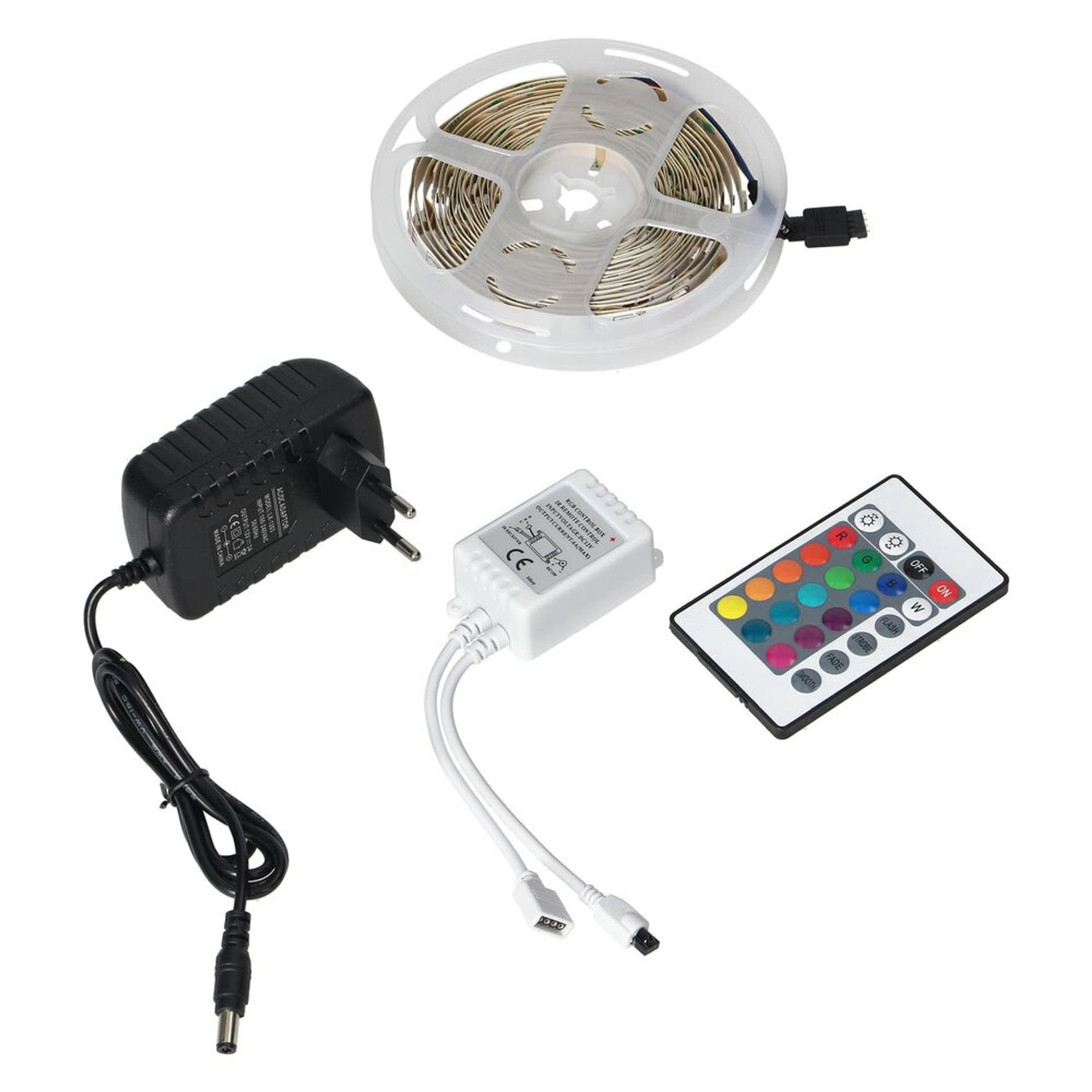 

Zestaw taśma LED 12V 100 30L 7.2W/m IP20 RGB 5m + Sterownik RGB + Zasilacz 12V