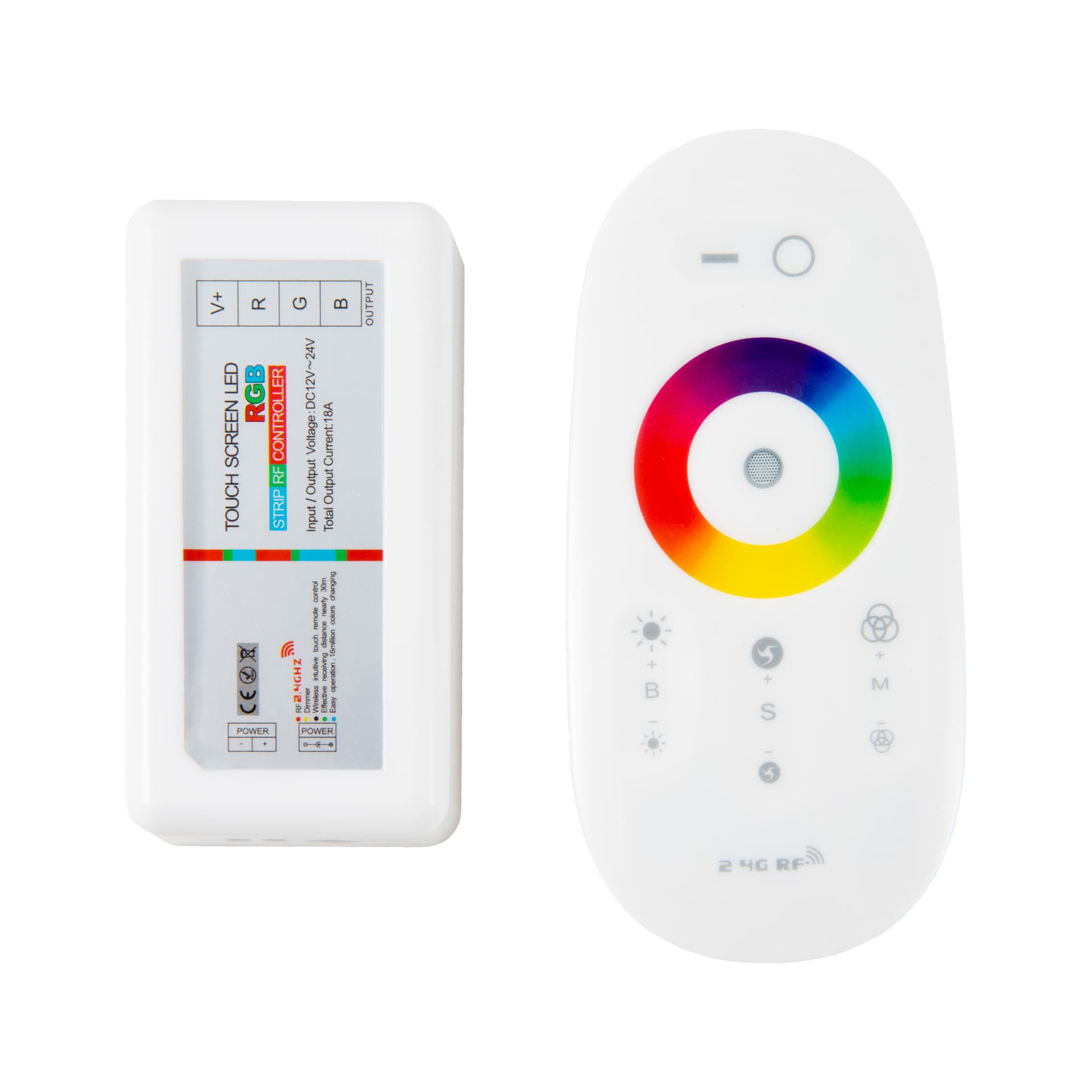 

Bezprzewodowy sterownik radiowy (RF) do taśm RGB (wielokolorowych taśm oświetleniowych LED) z pilotem w kolorze białym, Wielokolorowych taśm oświetleniowych led) z pilotem w kolorze biały