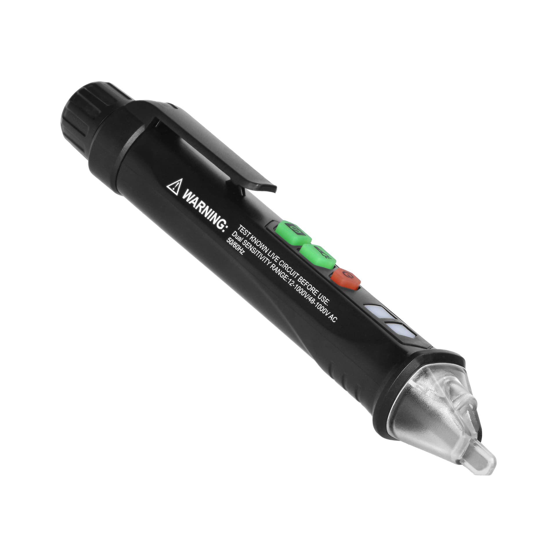 

Indukcyjny tester napięcia z latarką, 12-1000V, AC/DC, czarny