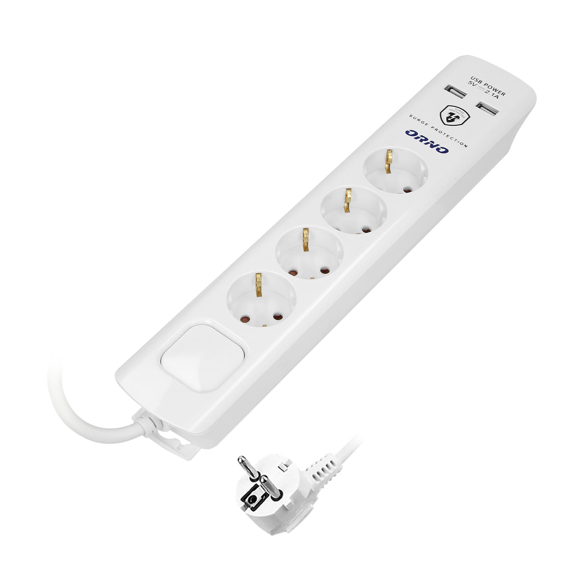 

Listwa przeciwprzepięciowa, 4 gniazda 2P+Z (Schuko), kabel 3x1,0mm2, 3m, z wyłącznikiem podświetlanym dwutorowym. 16A/230 VAC, Ochronnik przeciwprzepięciowy Typ 3, Ładowarka 2xUSB 2,1A, biała, Schuko)/kabel 3x1.0mm2/z wyłącznikiem podświetlanym dwutorowym