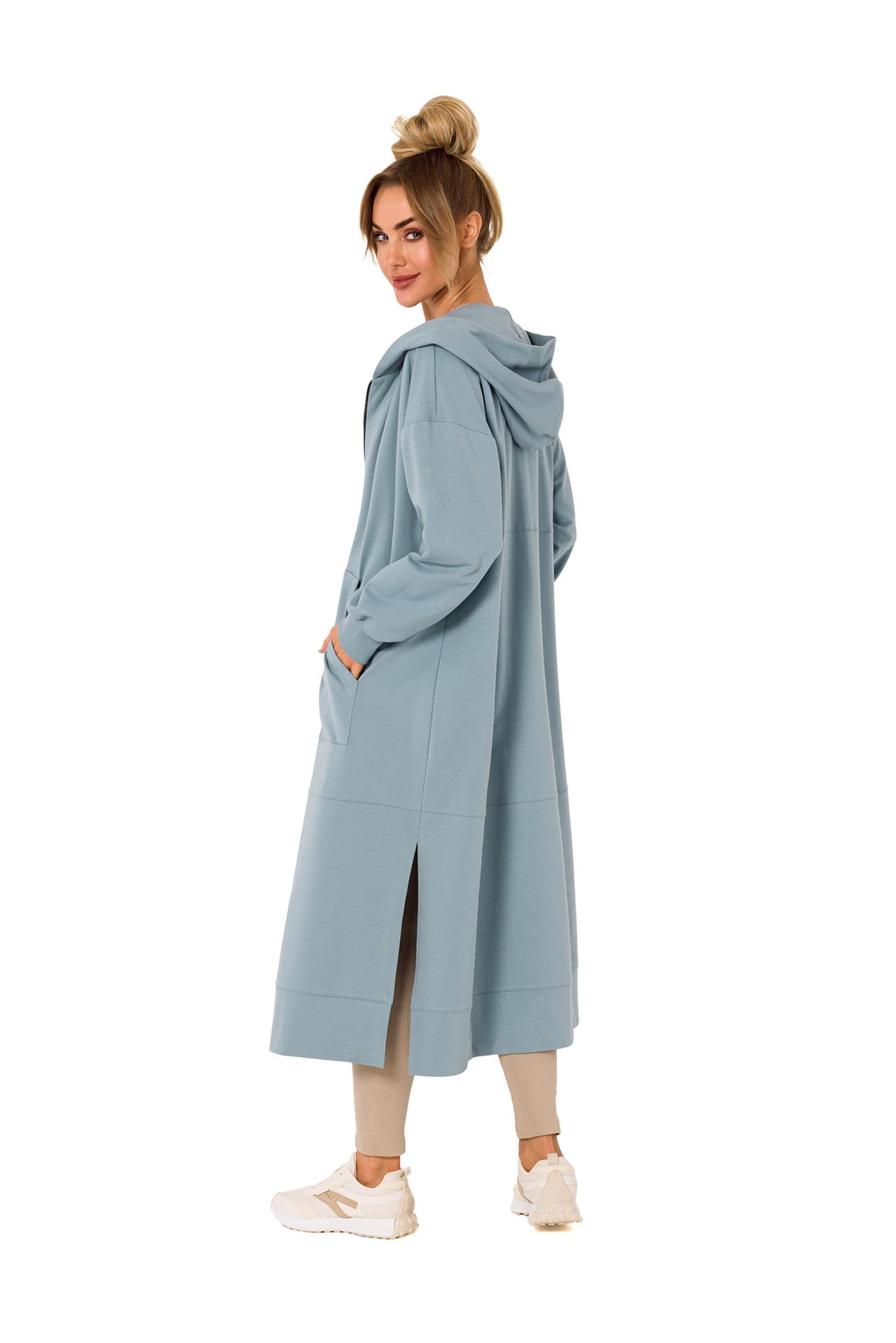 

M729 Bluza długa jak parka - agawa (kolor niebieski, rozmiar S/M)