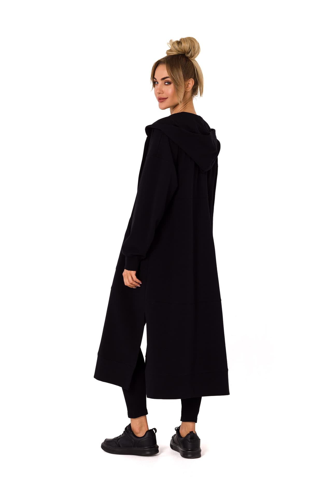 

M729 Bluza długa jak parka - czarna (kolor czarny, rozmiar 2XL/3XL)