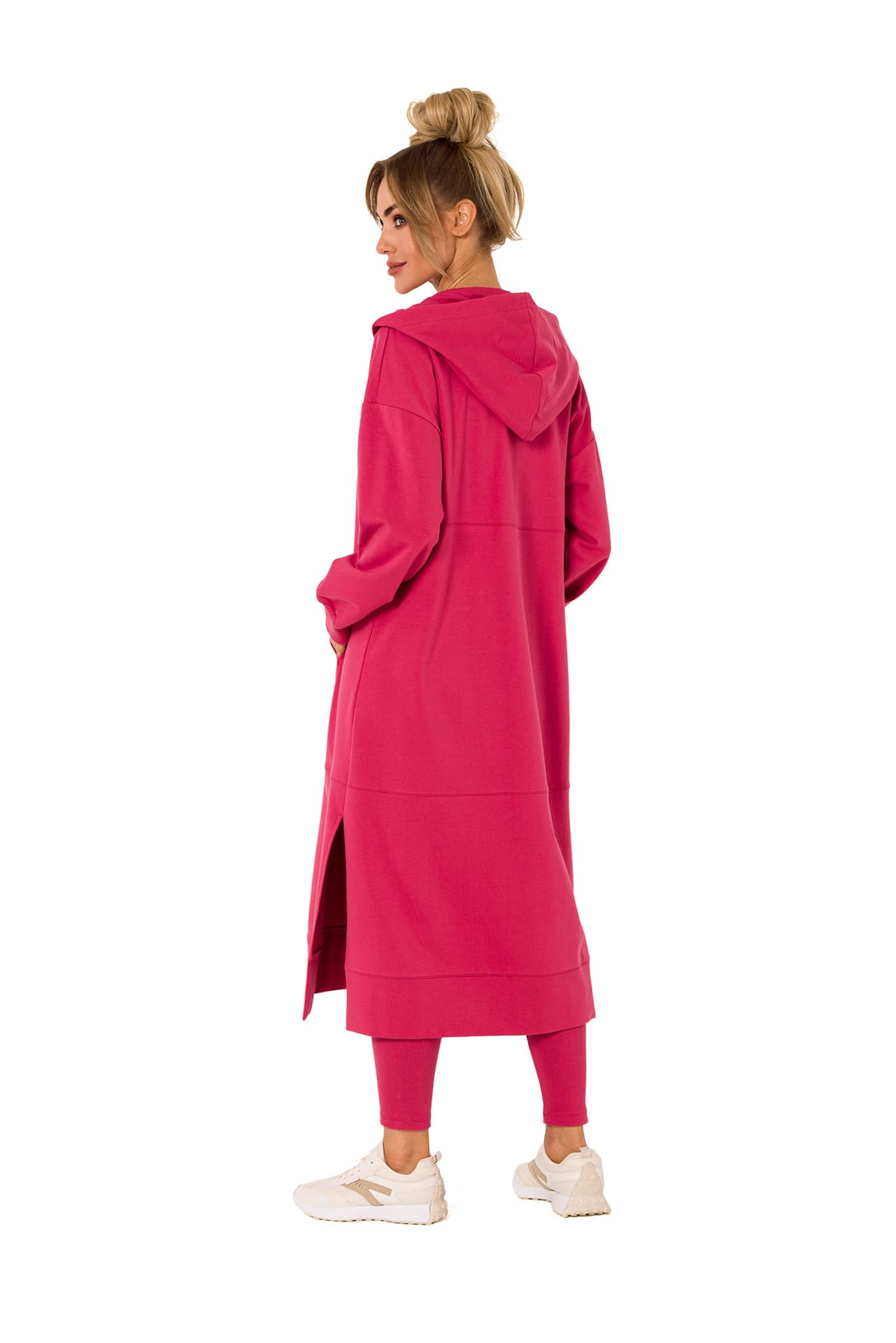 

M729 Bluza długa jak parka - koralowa (kolor koral, rozmiar 2XL/3XL)