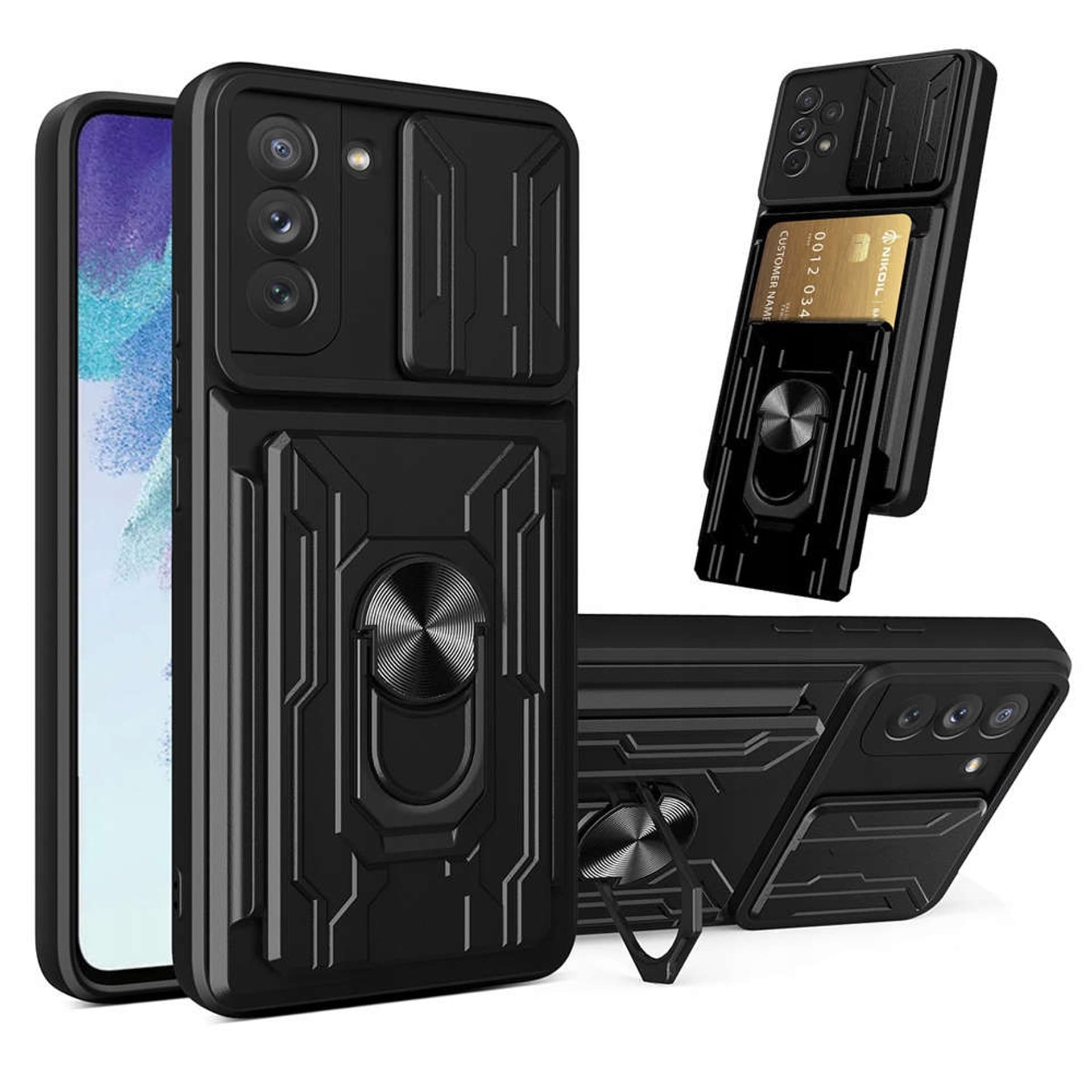 

Etui Alogy Camshield Ring Wallet Case z osłonką na aparat i portfelem do Samsung Galaxy S21 FE Black