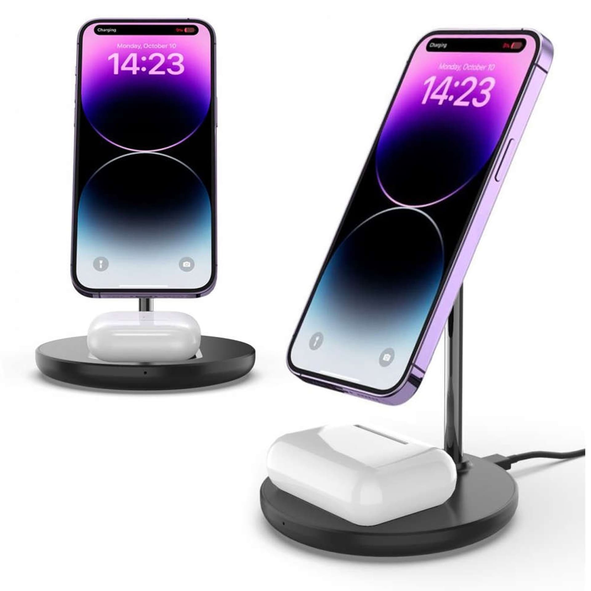 

Ładowarka indukcyjna 2w1 QI 15W 2in1 Magnetic MagSafe Wireless Charger do Apple iPhone AirPods Black