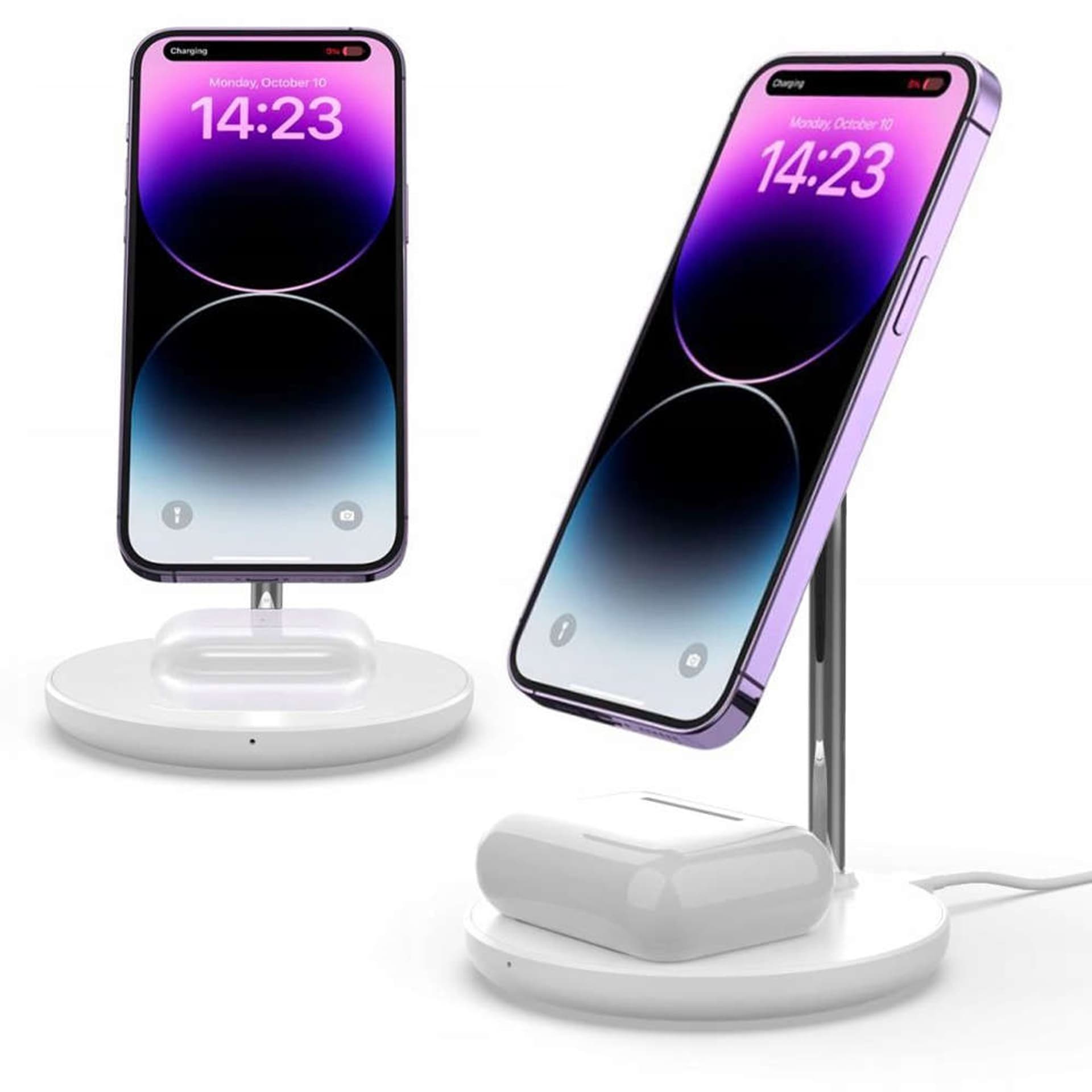 

Ładowarka bezprzewodowa 2w1 QI 15W 2in1 Magnetic MagSafe Wireless Charger do Apple iPhone AirPods Biała