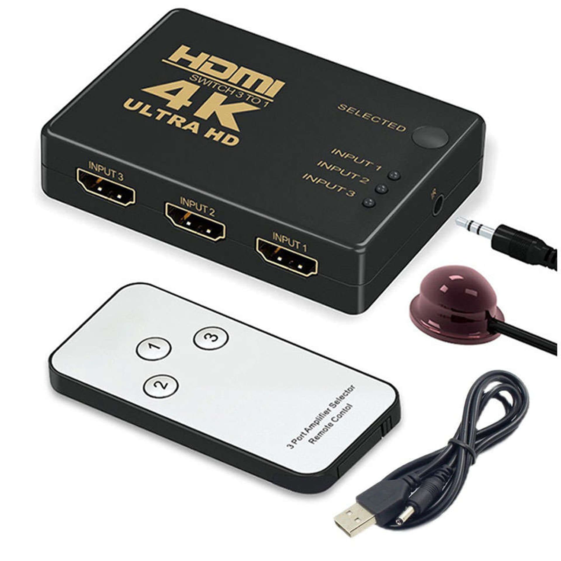 

Rozdzielacz Switch 3x HDMI 4K Ultra HD do konsoli telewizora DVD + Pilot Czarny