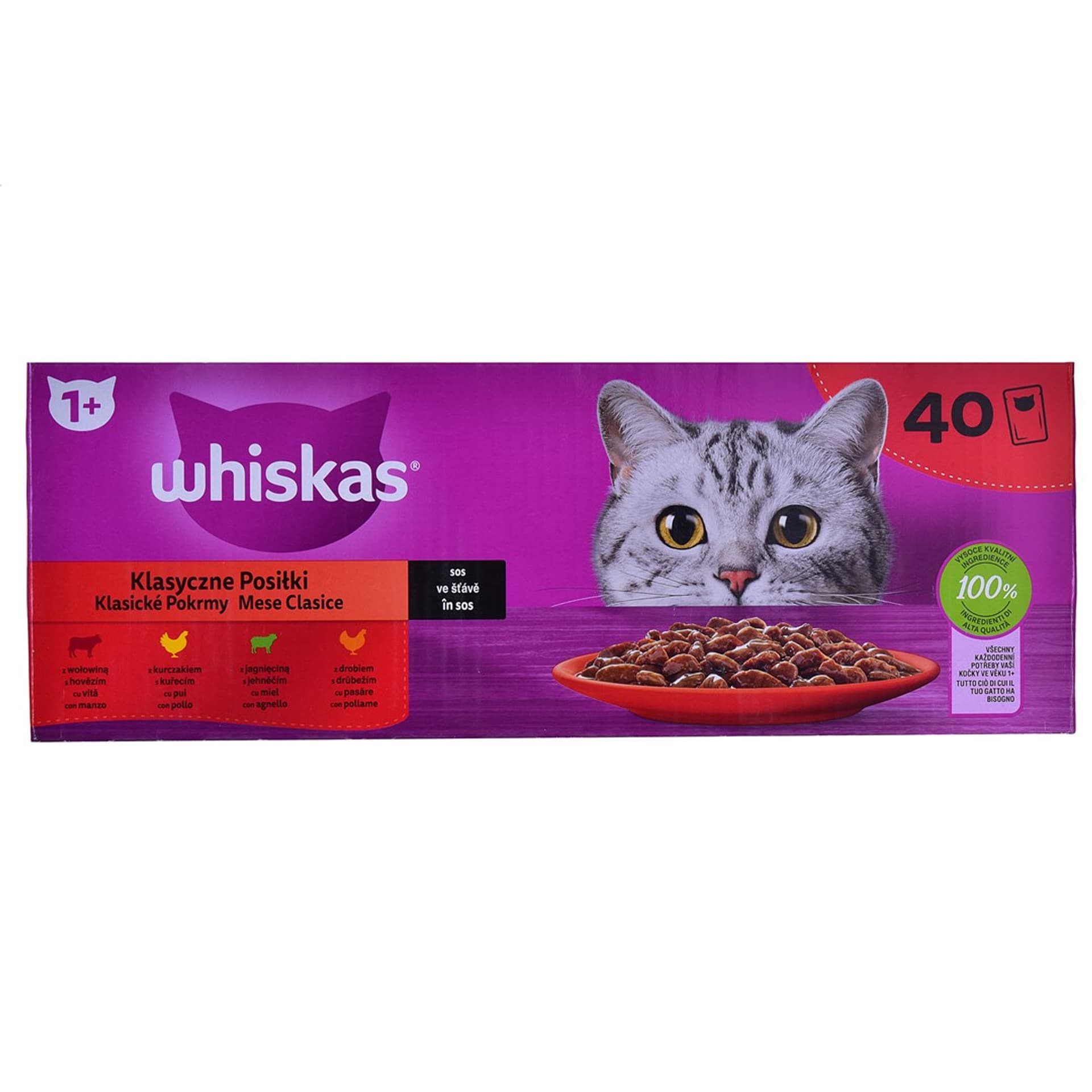 

WHISKAS Klasyczne posiłki w sosie mix dla kota 40x85g