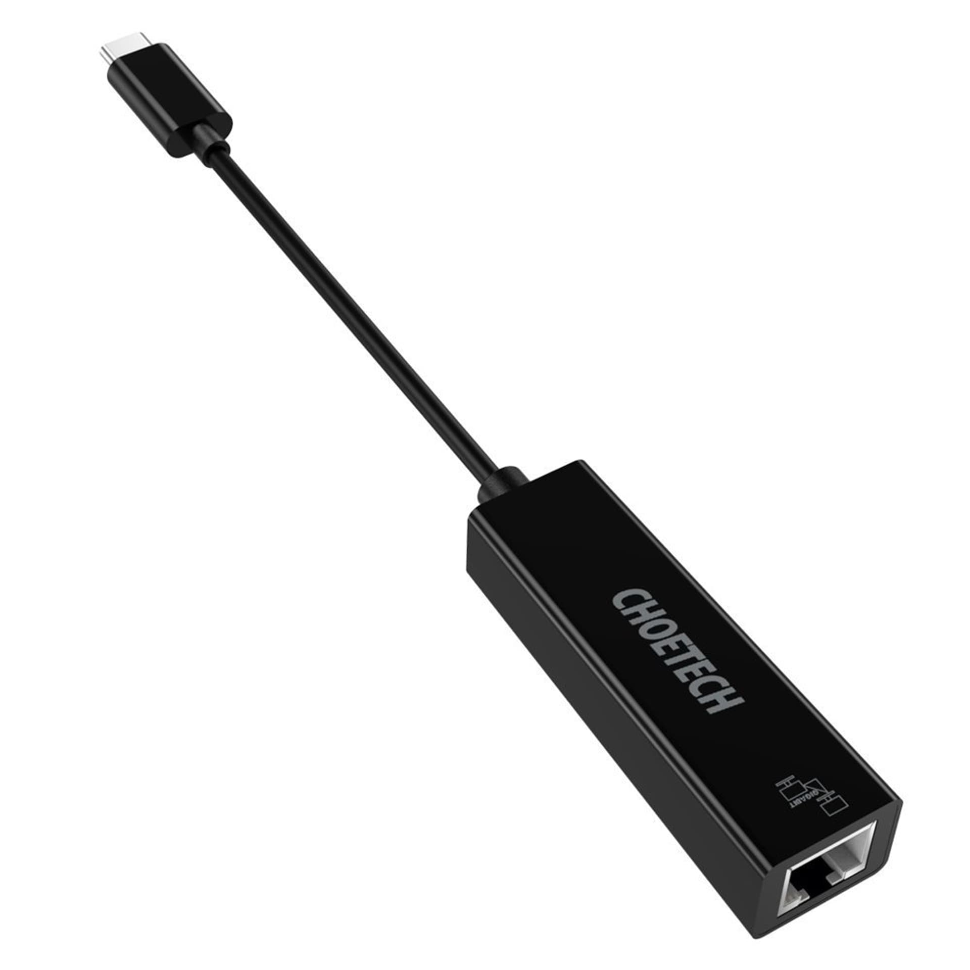 

Choetech zewnętrzna karta sieciowa RJ45 - USB Typ C (1000 Mbps) Ethernet czarna (HUB-R01)