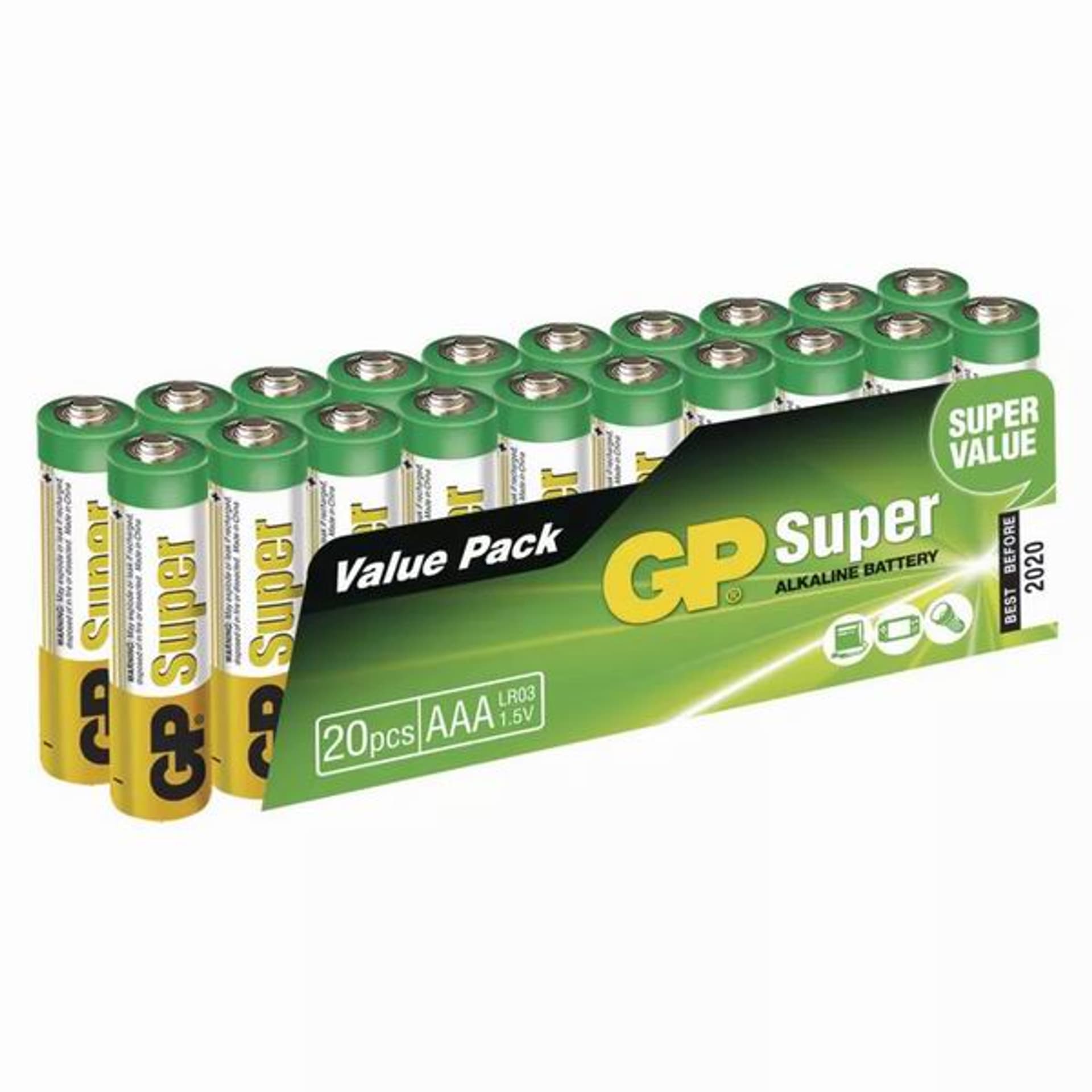 

Bateria alkaliczna, AAA, 1.5V, GP, folia, 20-pack, Super