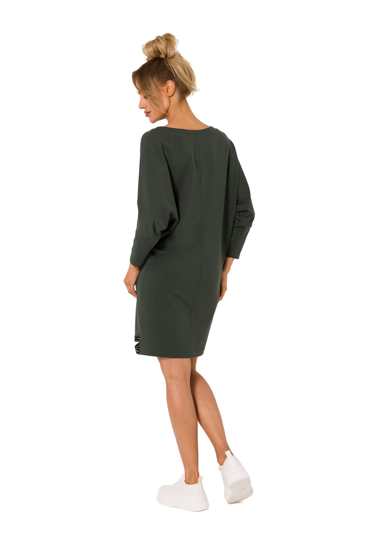 

M732 Sukienka tunika z lampasami na dole - militarna zieleń (kolor khaki, rozmiar XXL)