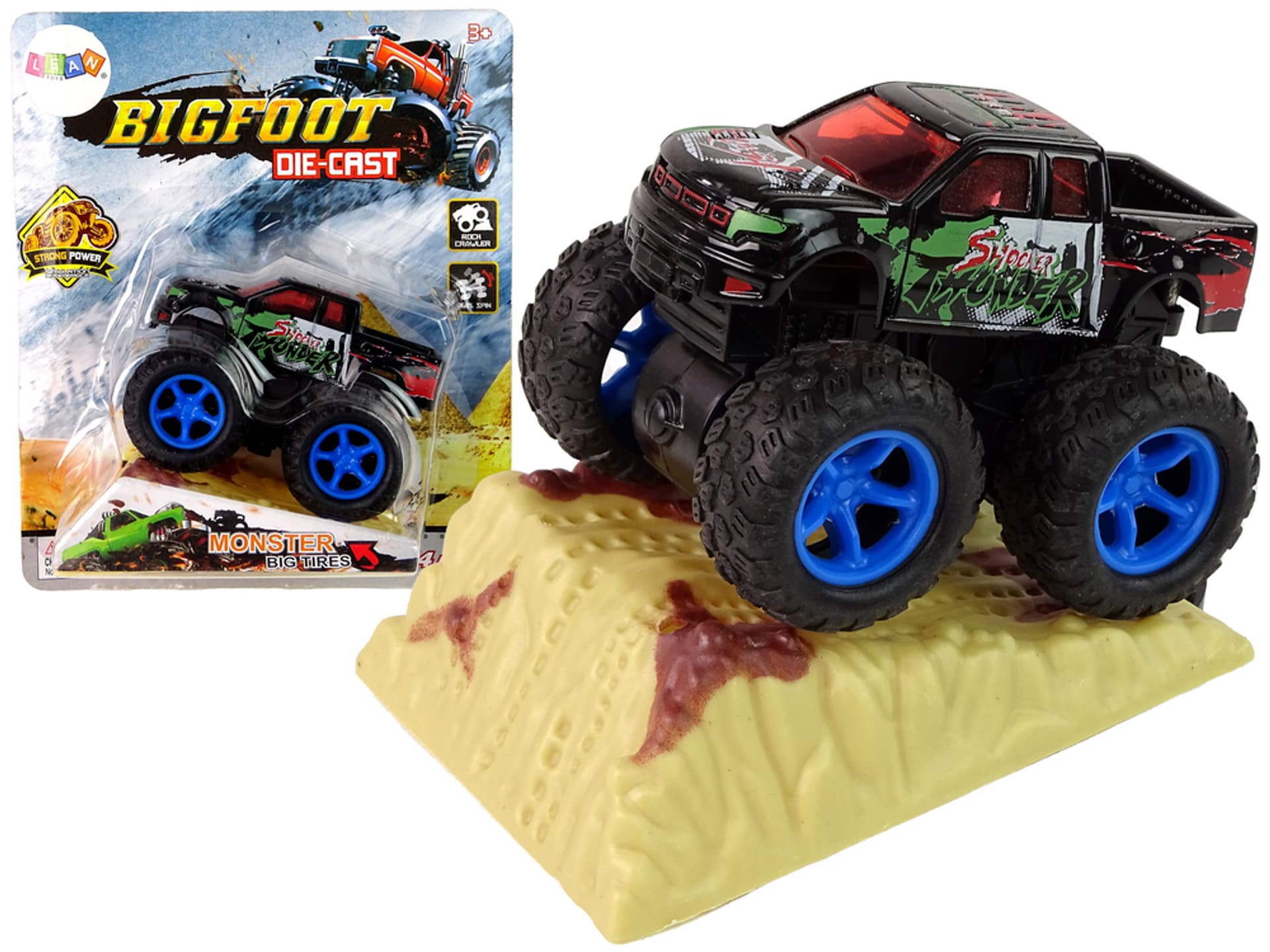 

Auto Resorak Z Naciągiem Monster Truck Big Foot Gumowe Opony Rampa