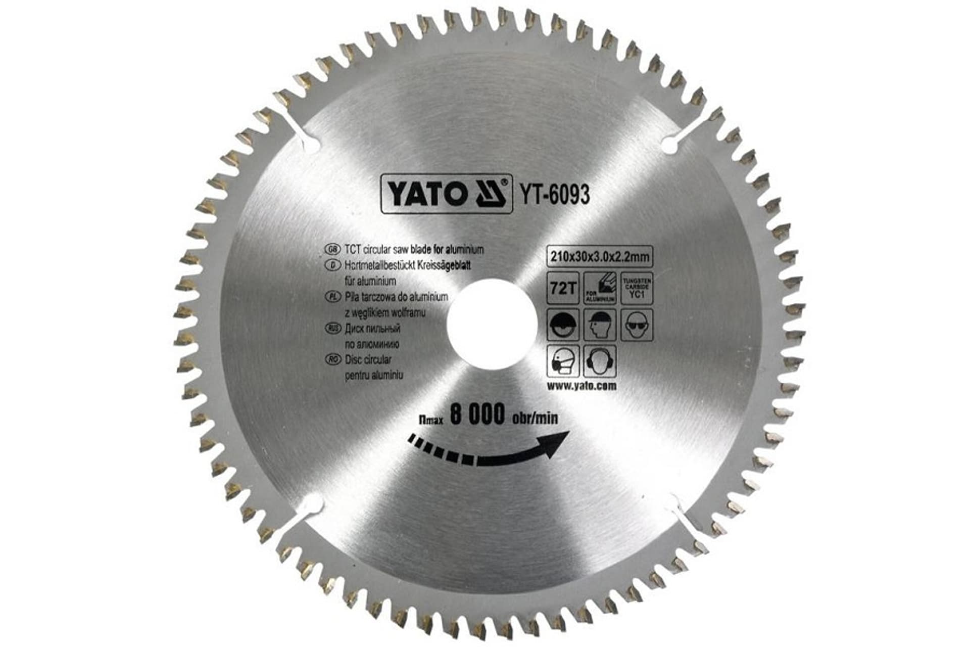 

YATO PIŁA TARCZOWA DO ALUMINIUM 210x30mm 72-ZĘBY YT-6093
