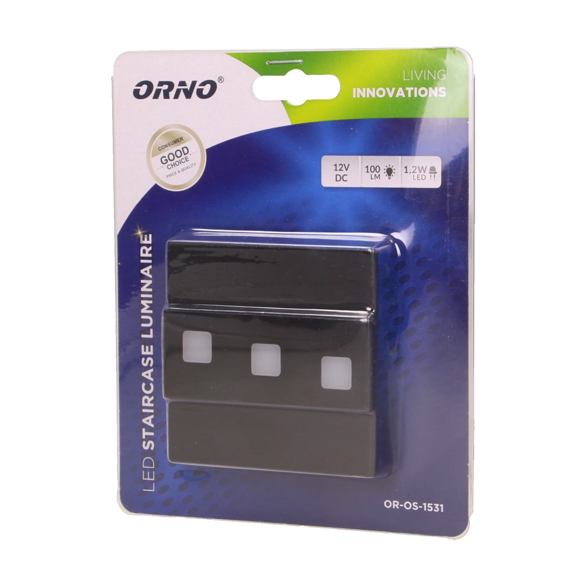 

LEPUS LED 1,2W, oprawa schodowa natynkowa, 12V DC, 100lm, 3000K, czarna