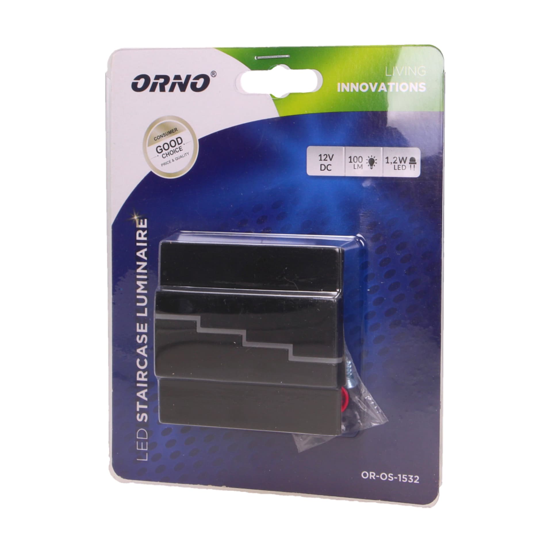 

LYNX LED 1,2W, oprawa schodowa natynkowa, 12V DC, 100lm, 3000K, czarna