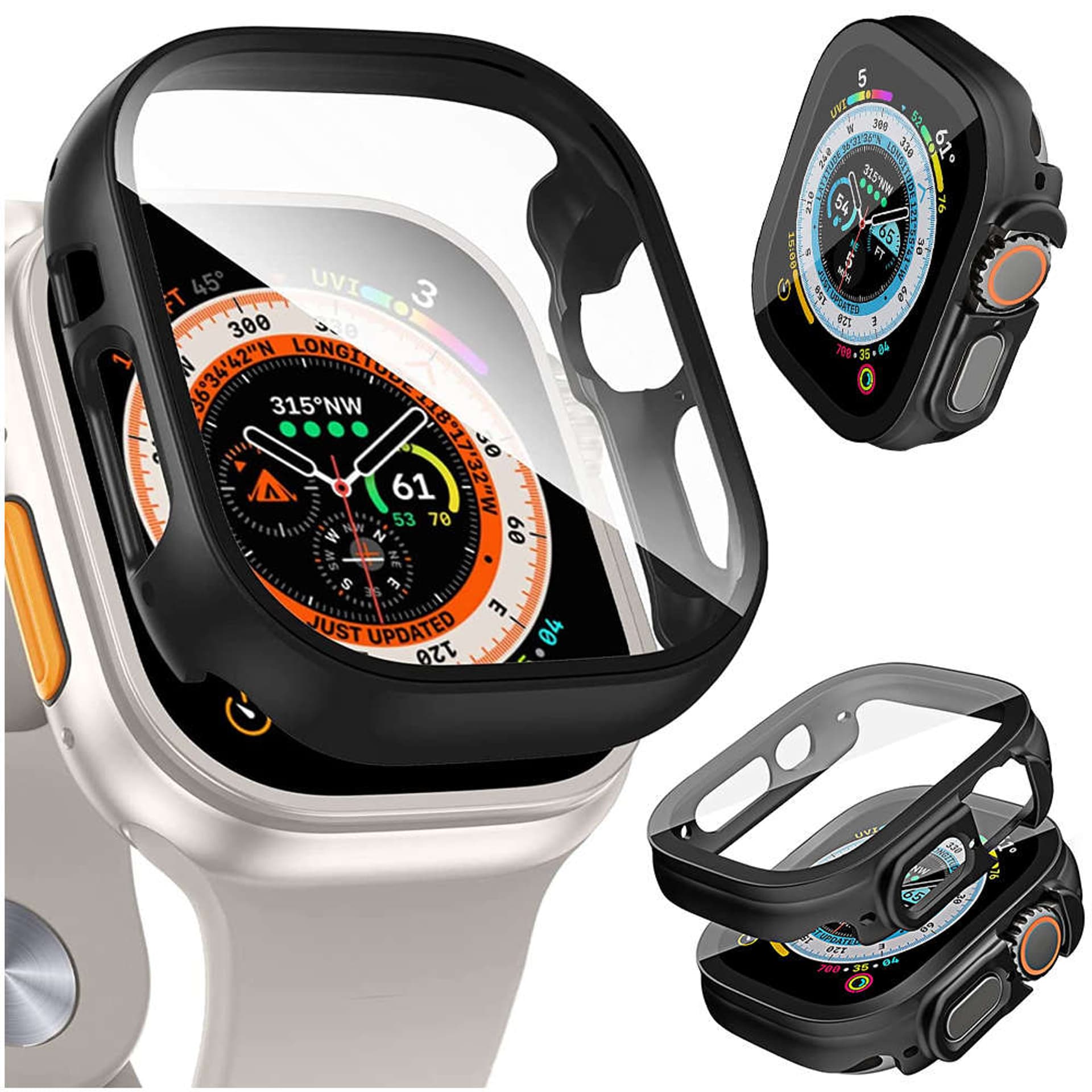 

Etui ochronne 2w1 nakładka wbudowane szkło do Apple Watch Ultra 49mm Alogy Classic Case Czarne