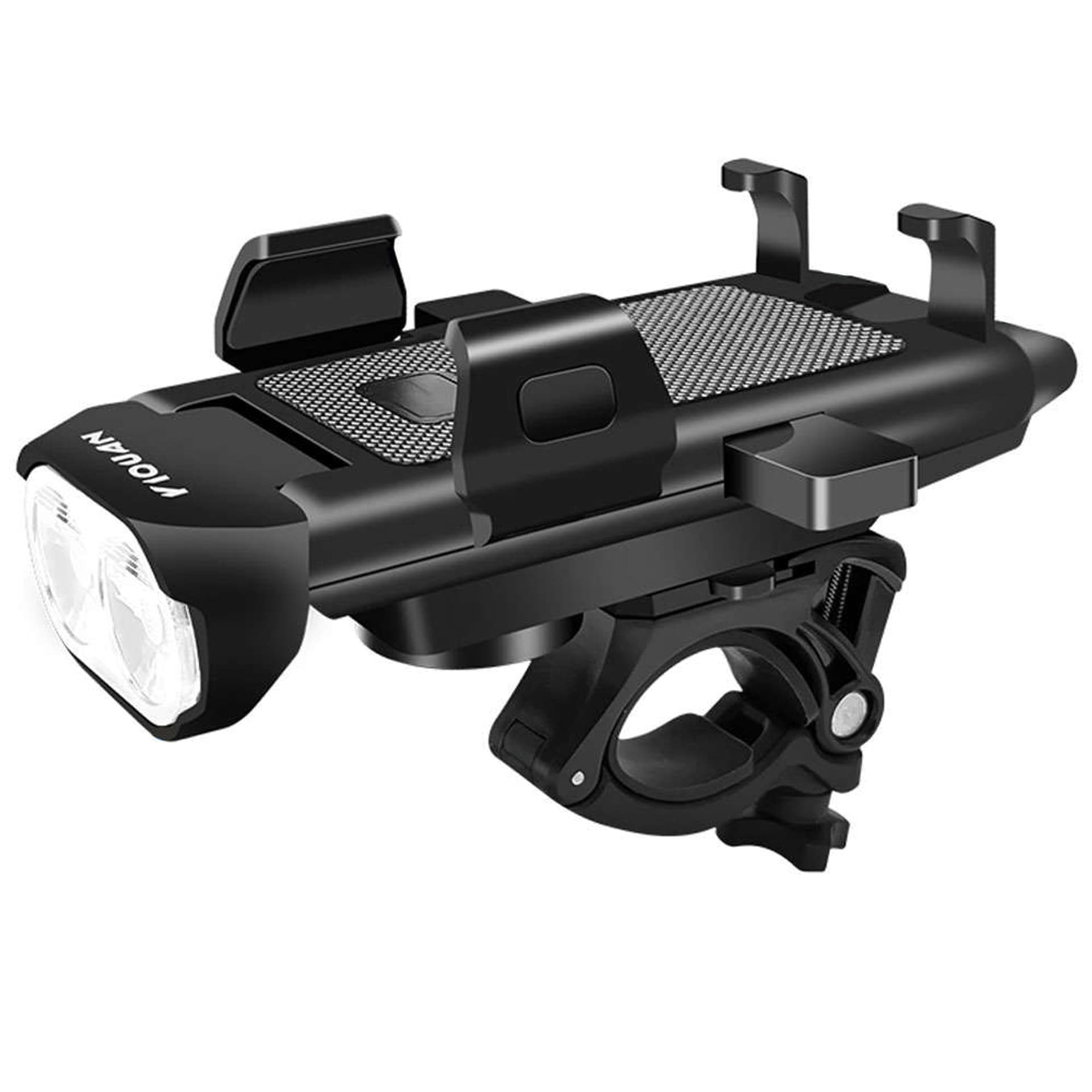 

Uchwyt rowerowy na telefon 4w1 lampka przednia dzwonek na rower Bicycle Front Light Powerbank 3000mAh