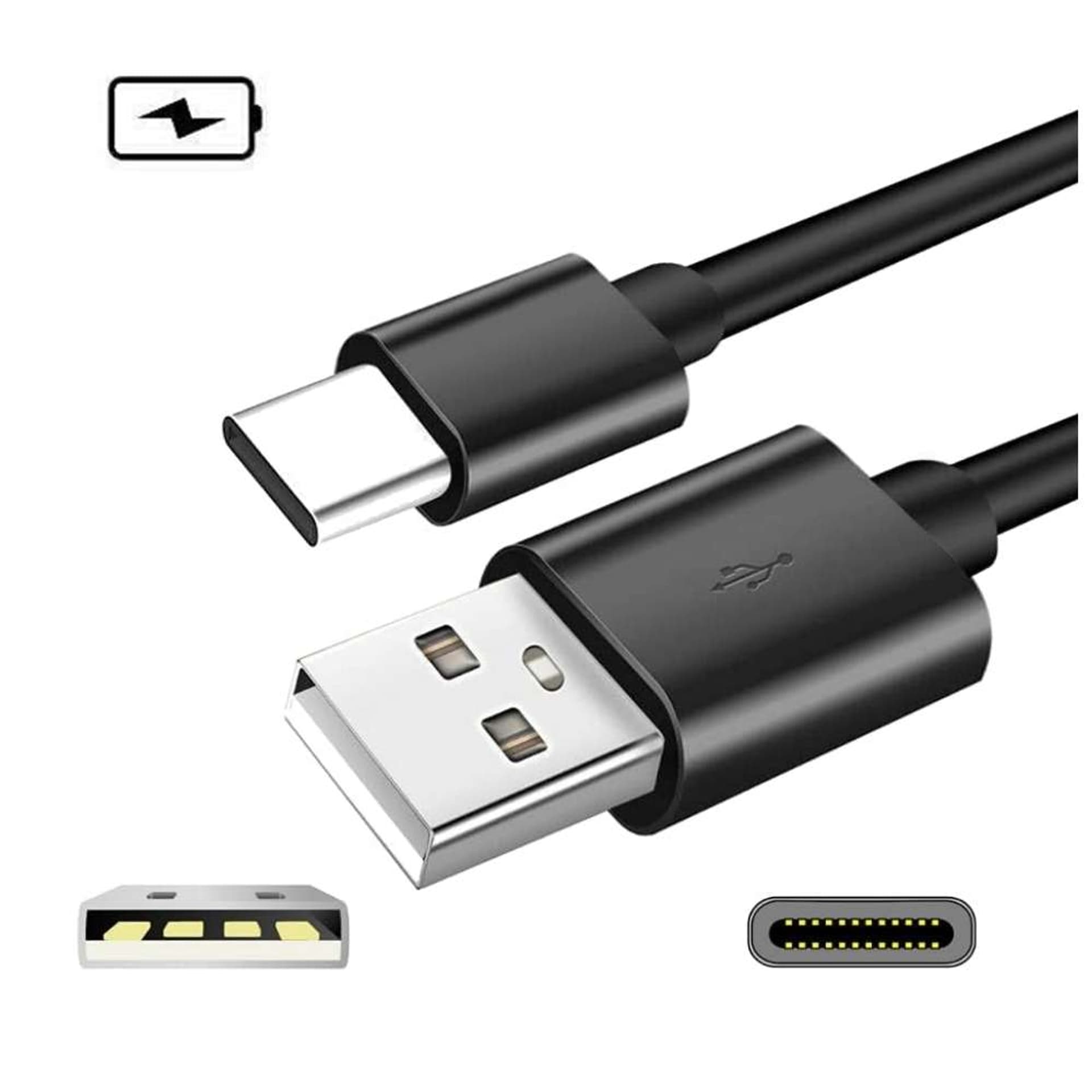 

Kabel USB do USB-C Type C Fast Charge 100cm 1M do ładowania i synchronizacji danych Czarny