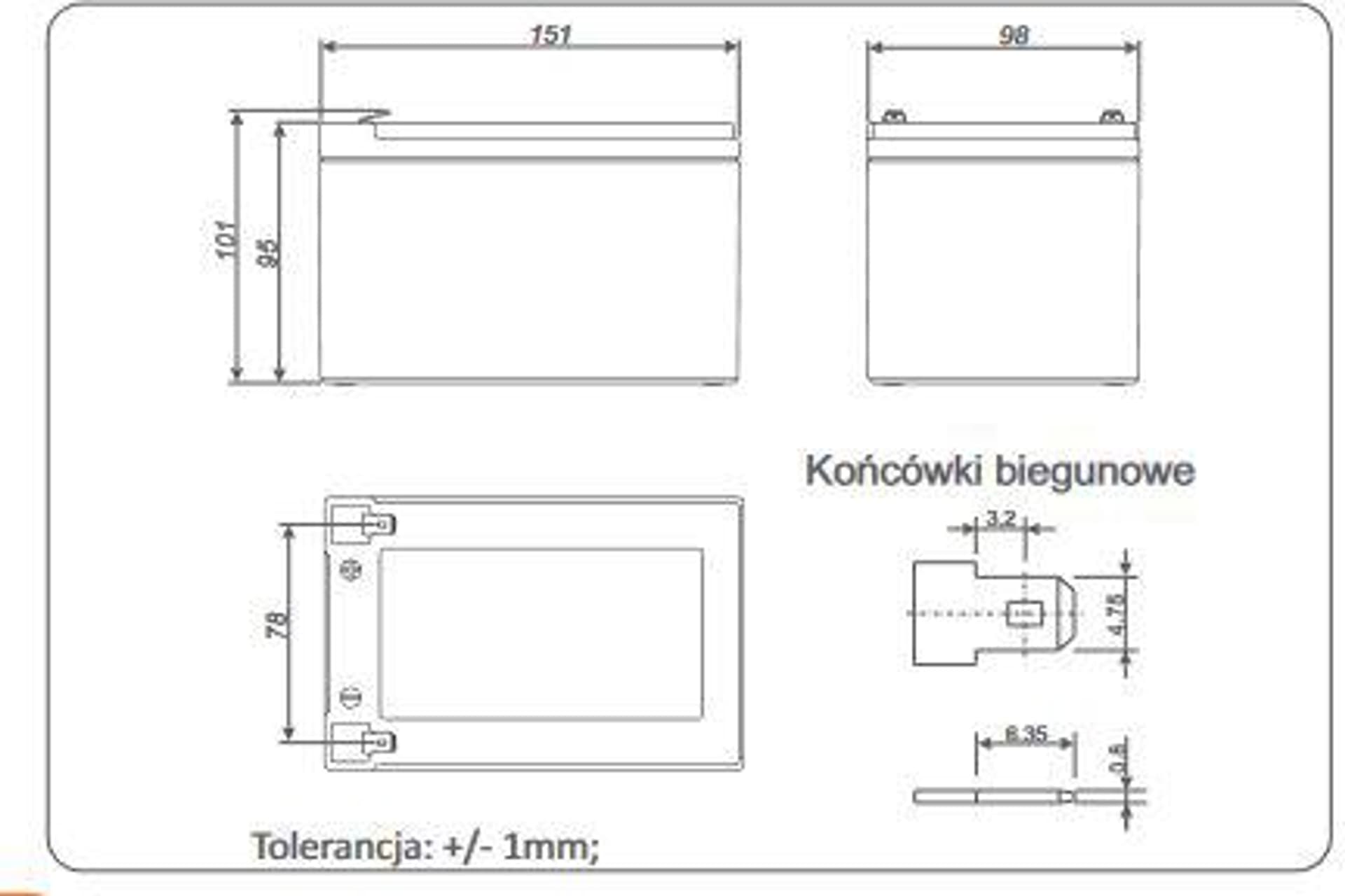 

Akumulator AGM ALARMTEC serii BP 12V 12Ah