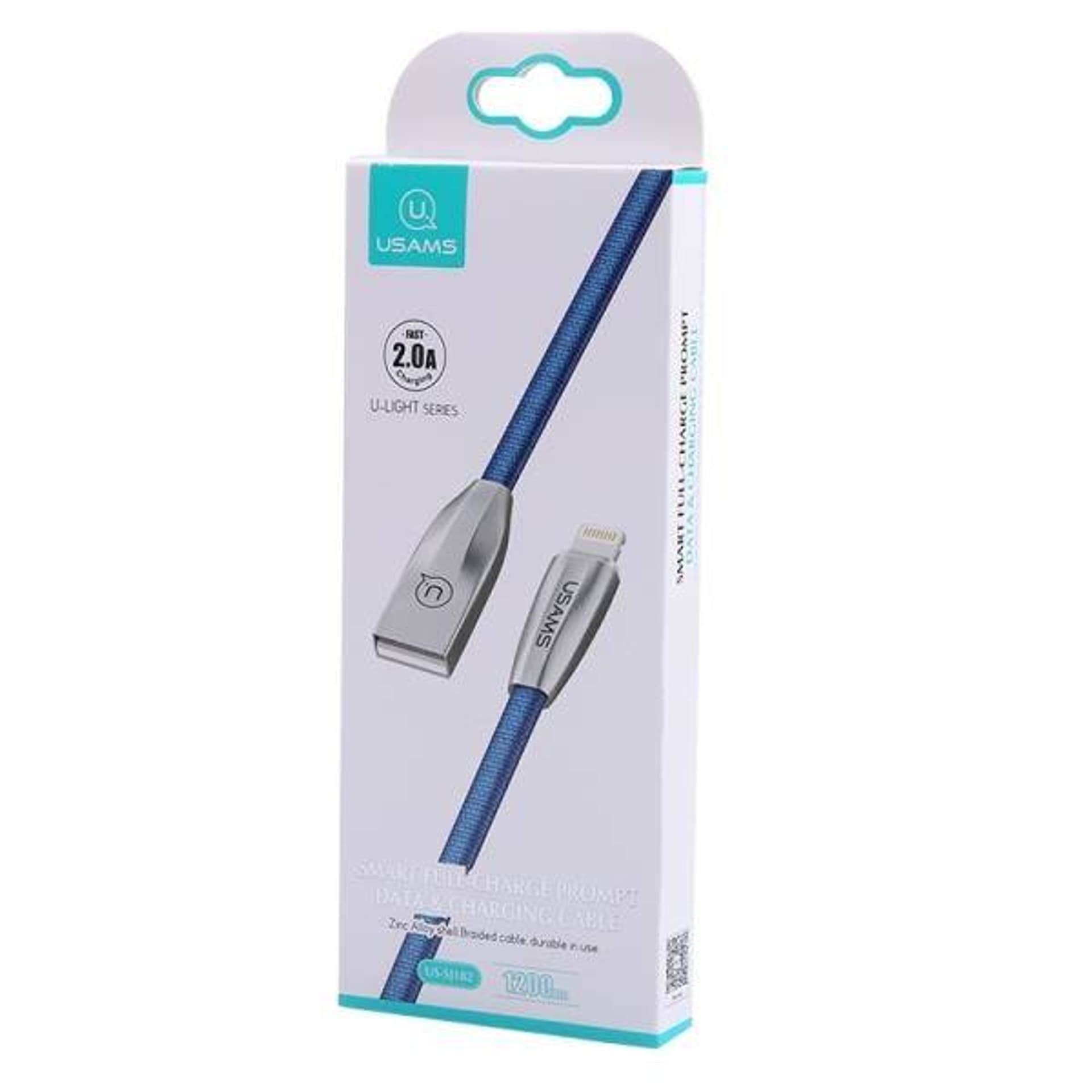 

USAMS Kabel pleciony U-Light Lightning niebieski/blue 1,2m IPZSUSB03 (US-SJ182)