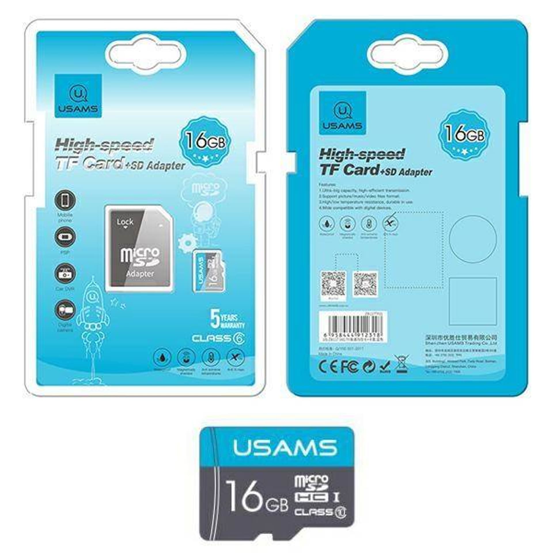 

USAMS Karta pamięci 16GB 10C + adapter ZB117TF01 (US-ZB117)