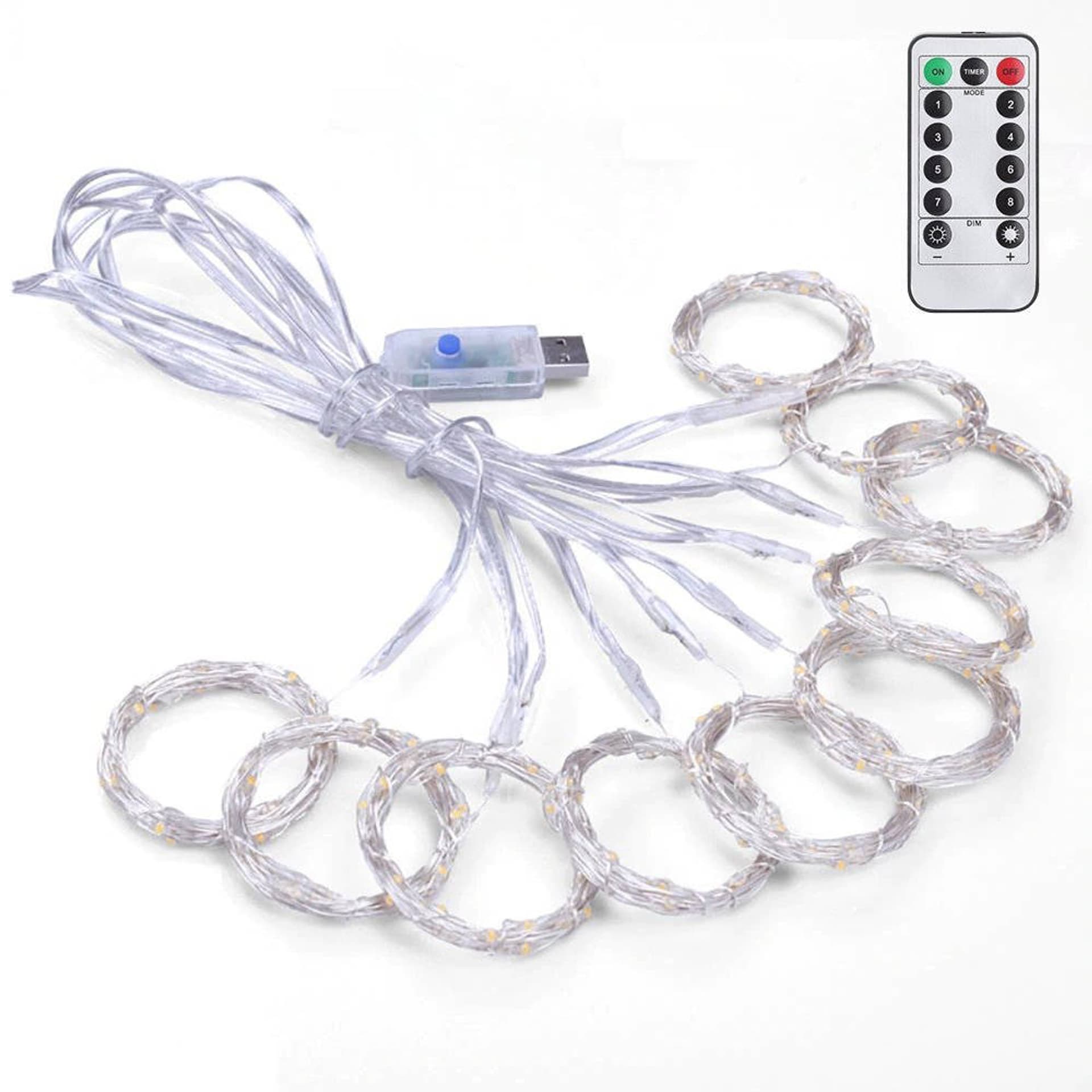 

Kurtyna Świetlna USB 300 LED 3m x 3m 8 Trybów Timer + Pilot Ciepła Biel