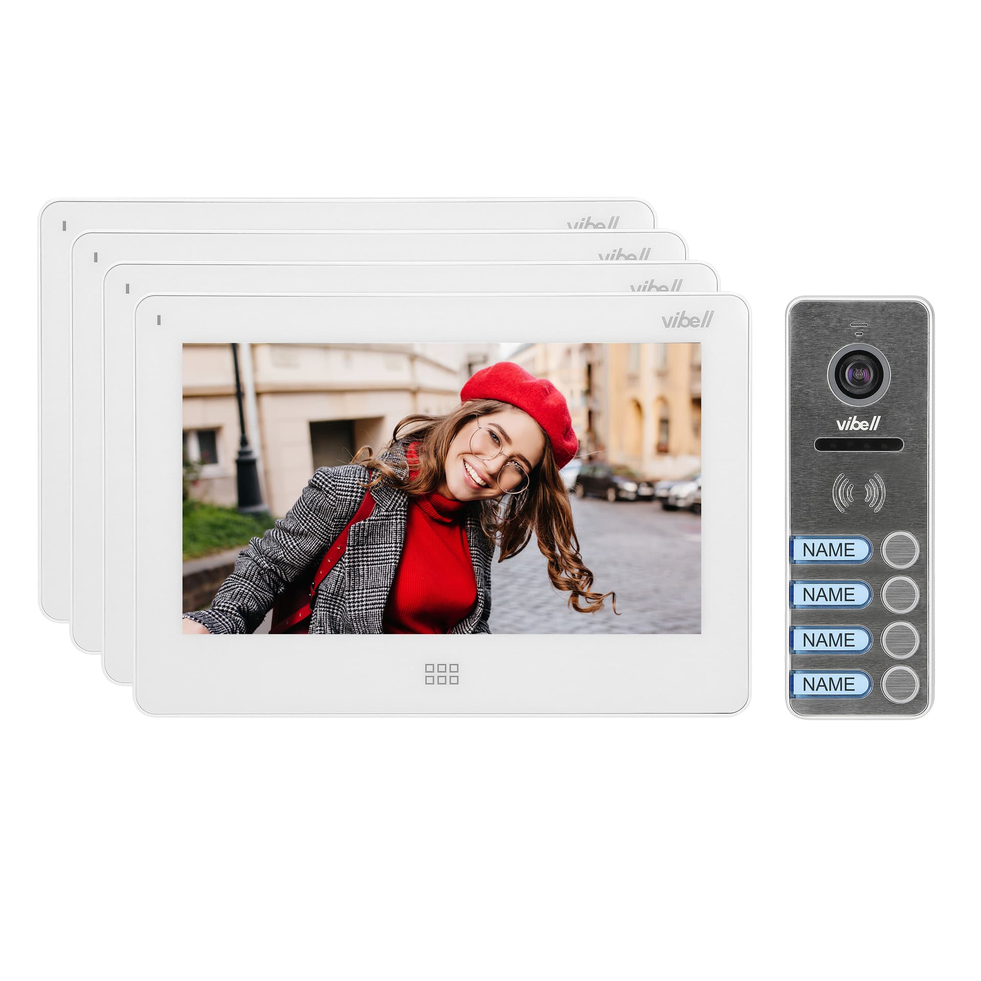 

Zestaw wideodomofonowy 4-rodzinny, bezsłuchawkowy kolor, LCD 7", dotykowy, menu OSD, pamięć, gniazdo na kartę SD, DVR, sterowanie bramą, biały, FELIS MEMO MULTI4