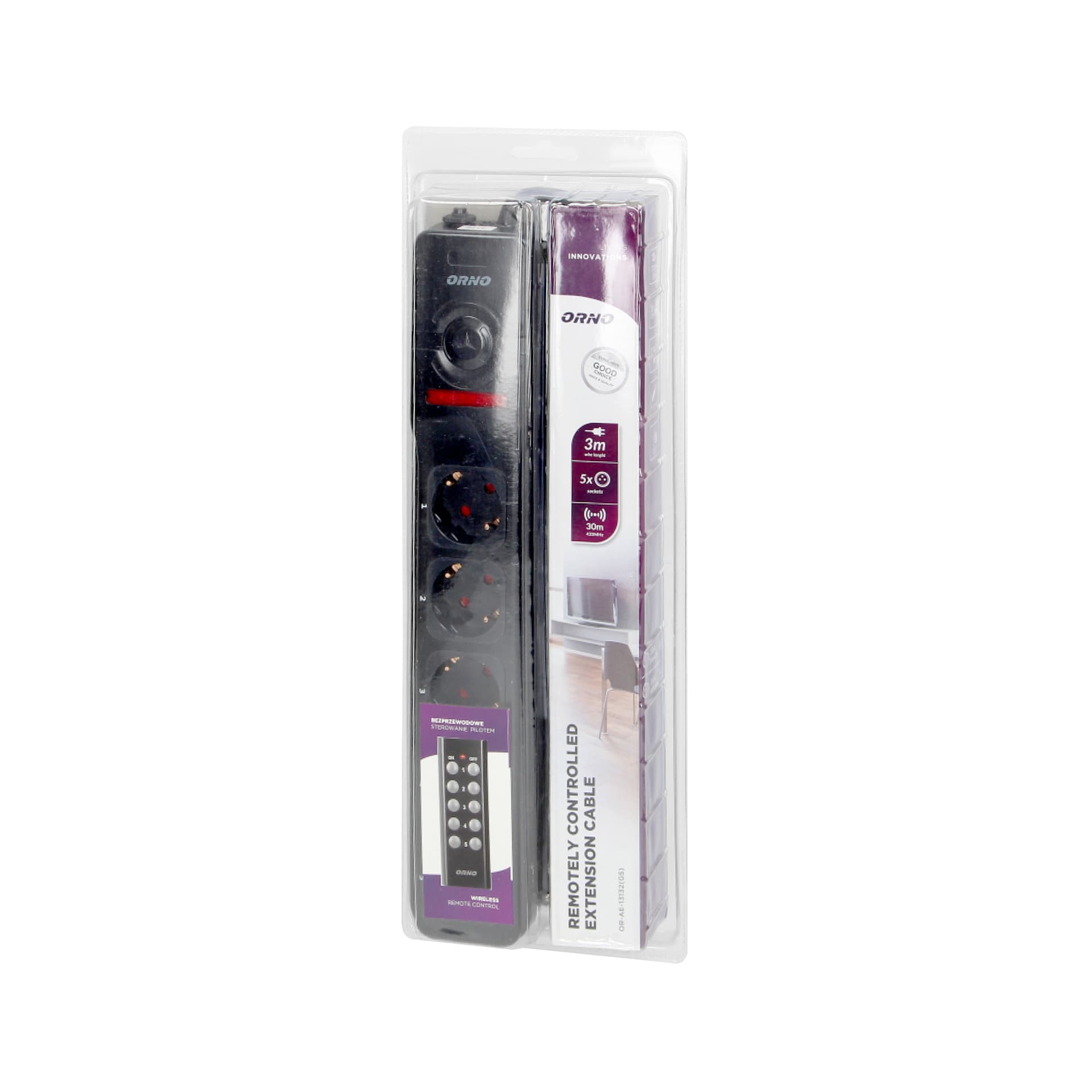 

Przedłużacz 5 gniazd 2P+Z, sterowany bezprzewodowo, kabel 3x1,5mm, długość 3m, wersja schuko