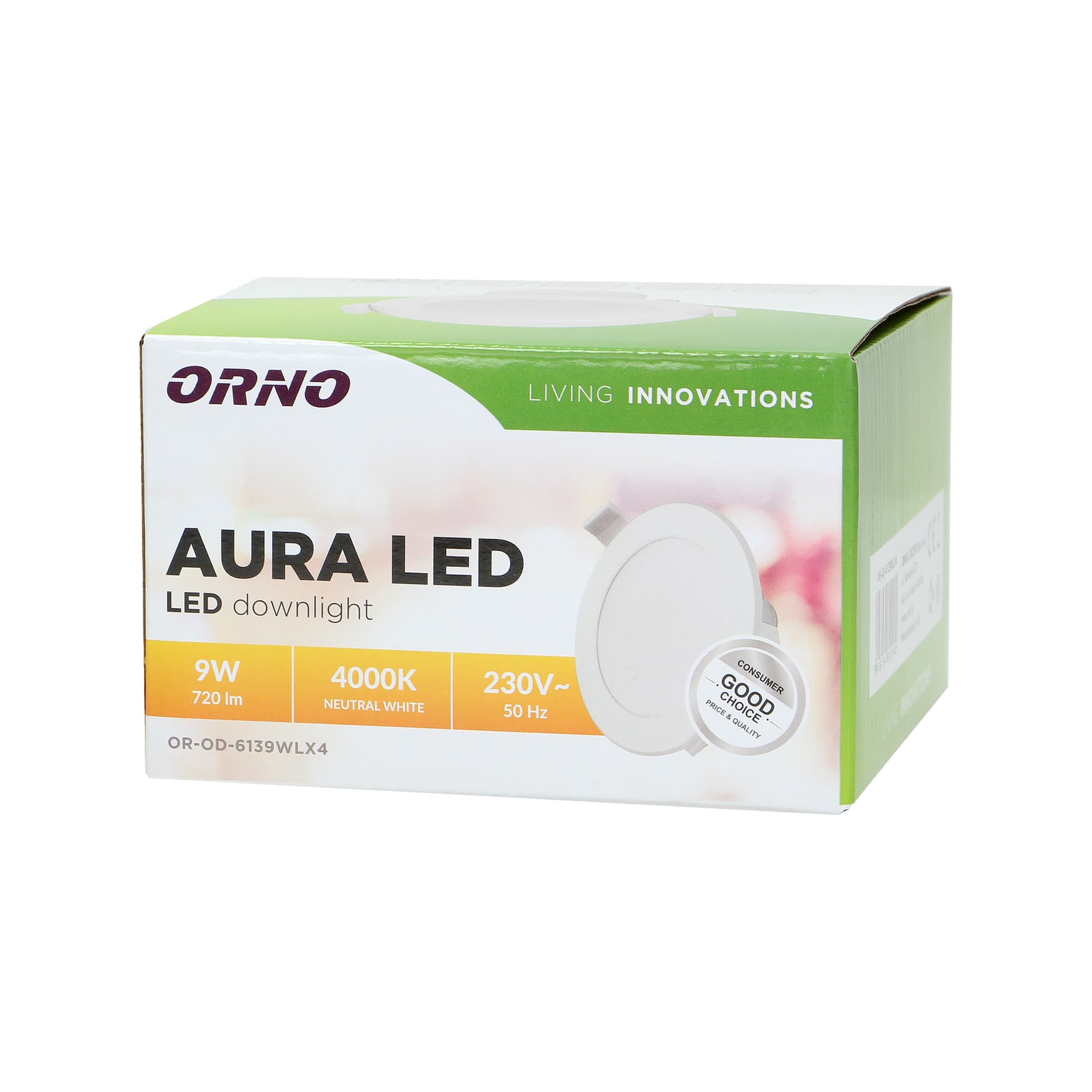 

AURA LED 9W, oprawa downlight, podtynkowa, 4000K, biała, wbudowany zasilacz LED