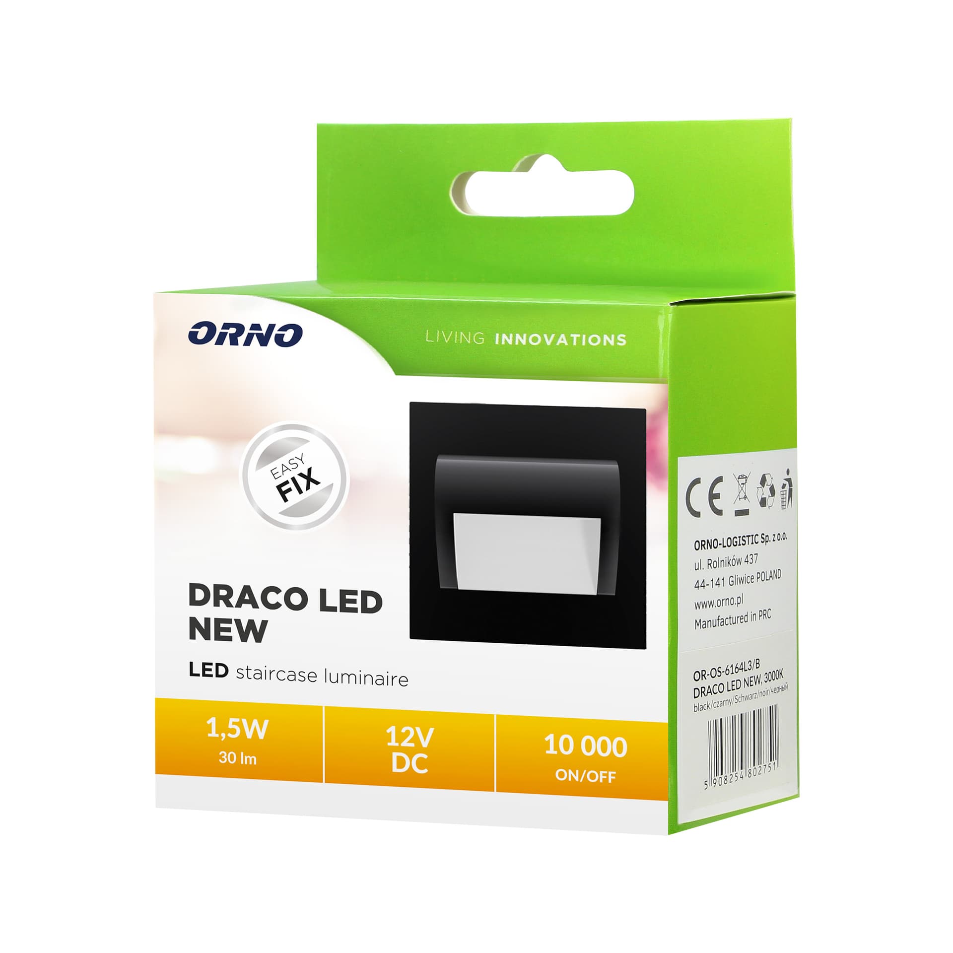

DRACO LED NEW 1,5W, oprawa schodowa podtynkowa, 12VDC, 30lm, 3000K, czarny, innowacyjny sposób montażu