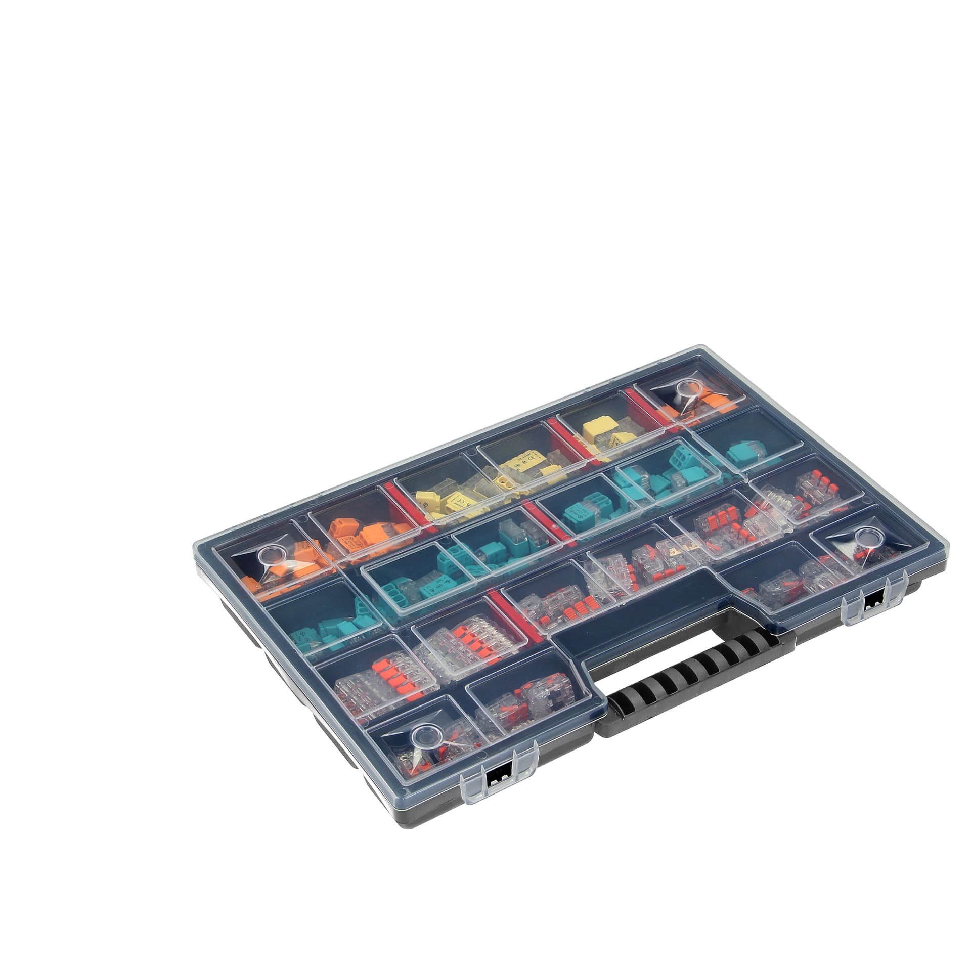 

Zestaw złączek instalacyjnych HOUSE PREMIUM, 151 sztuk. Wciskane: 25x 2-przew. 25x 3-przew. 20x 4-przew. 15x 5-przew. 10x 6-przew. 8x 8-przew. Zaciskowe: 20x 2-przew. 20x 3-przew. 8x 5-przew.