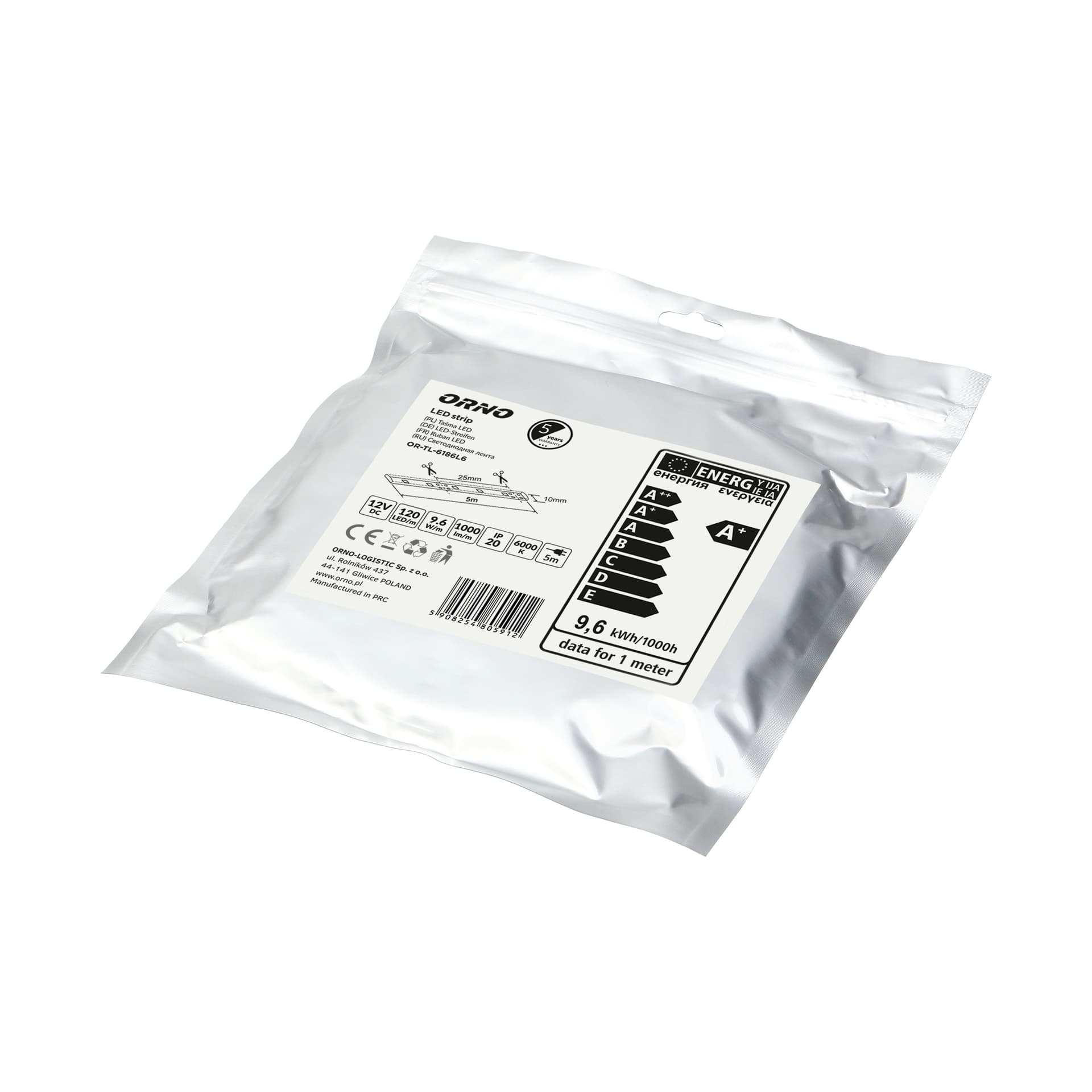 

Taśma LED 12V DC, 2835smd, 60led/m, 4.8W/m, IP20, 6000K, rolka 5m